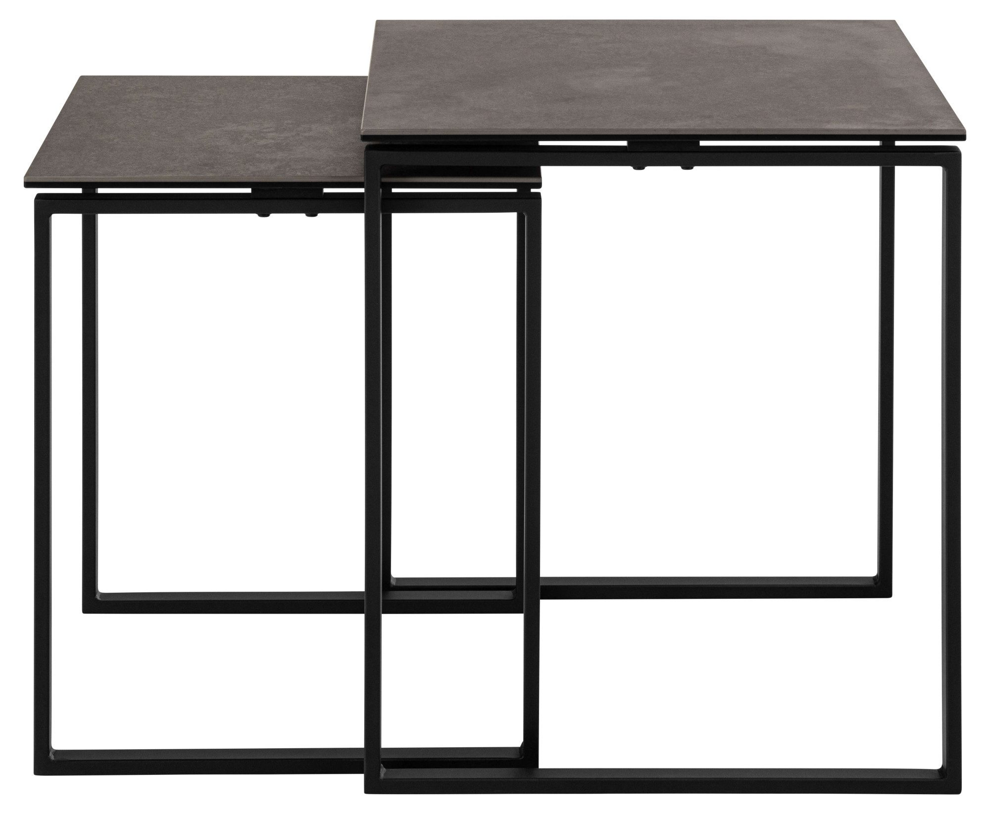 ACTONA GROUP Couchtisch Katrine, 2er-Set, Kaffetisch, Keramik-Tischplatte, modern, Scandi (Set, 2-St., Set aus 2 Couchtischen), Quadratisch, robustes schwarzes Stahlgestell, B: 50 x T: 50 cm