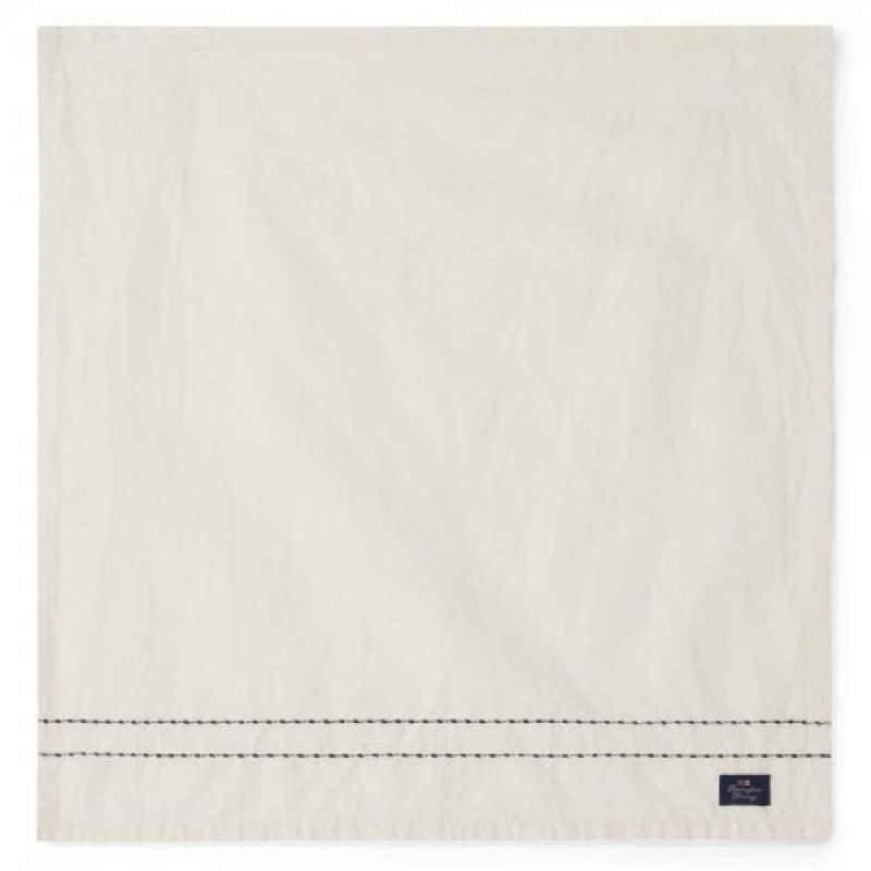 Lexington Serviettenhalter LEXINGTON Serviette With Embroidered Stiches Cotton Linen (50x50)