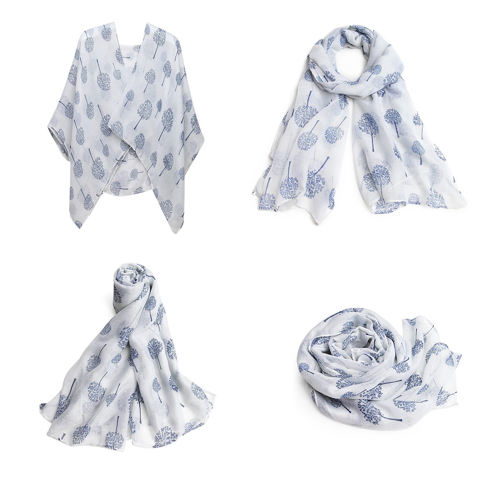 Miss Lulu Modeschal Weicher Viskose-Schal mit Vogel-Blumen-Schmetterling-Baum-Druck – Bild 4 von 5