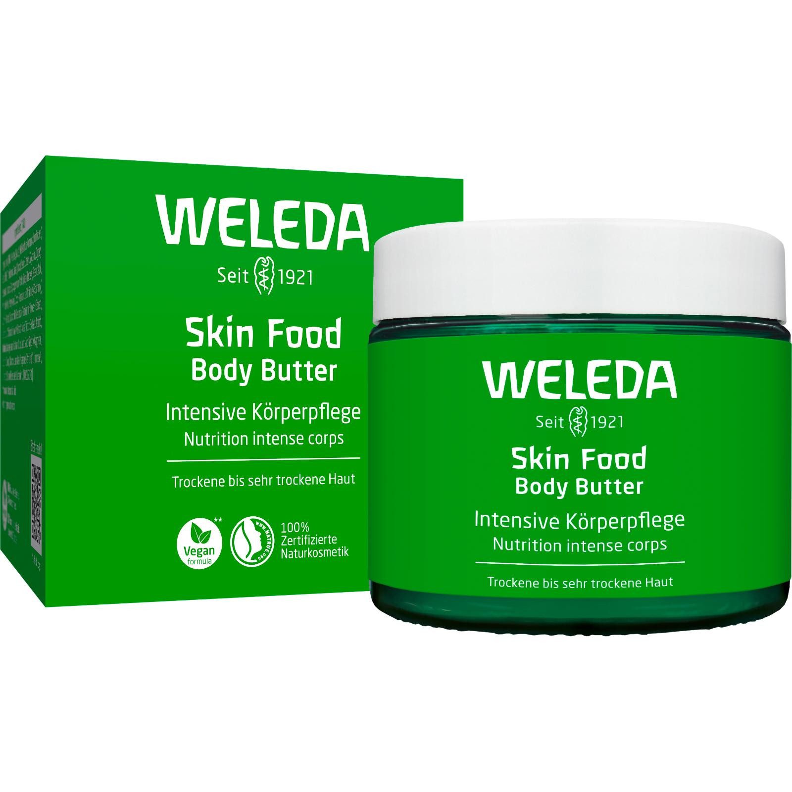 WELEDA Körperbutter SKIN FOOD BODY BUTTER, zart schmelzende Körperpflege für trockene & raue Haut.