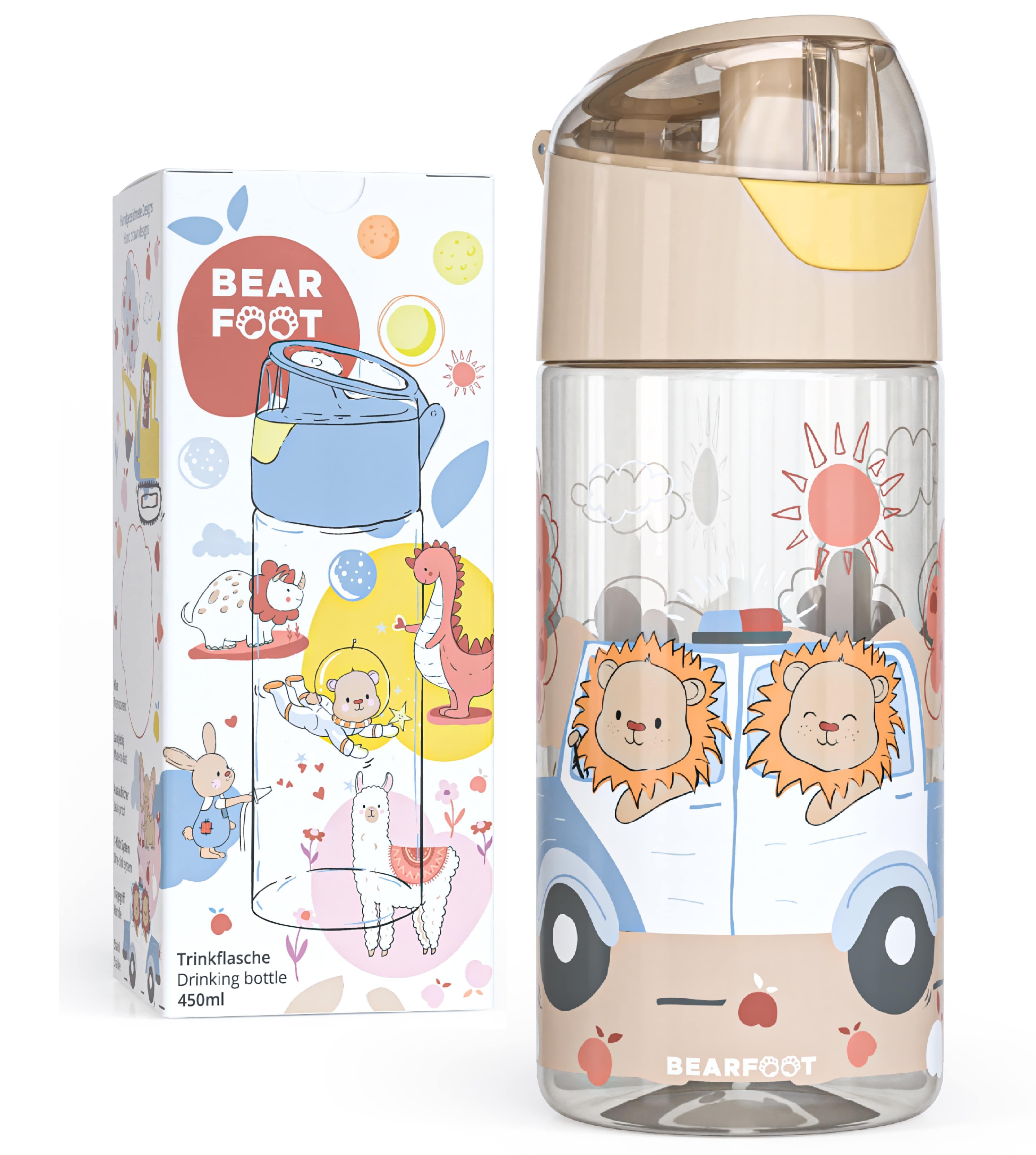 BEARFOOT Trinkflasche Trinkflasche Kinder, leichte Wasserflasche - Polizei Löwen