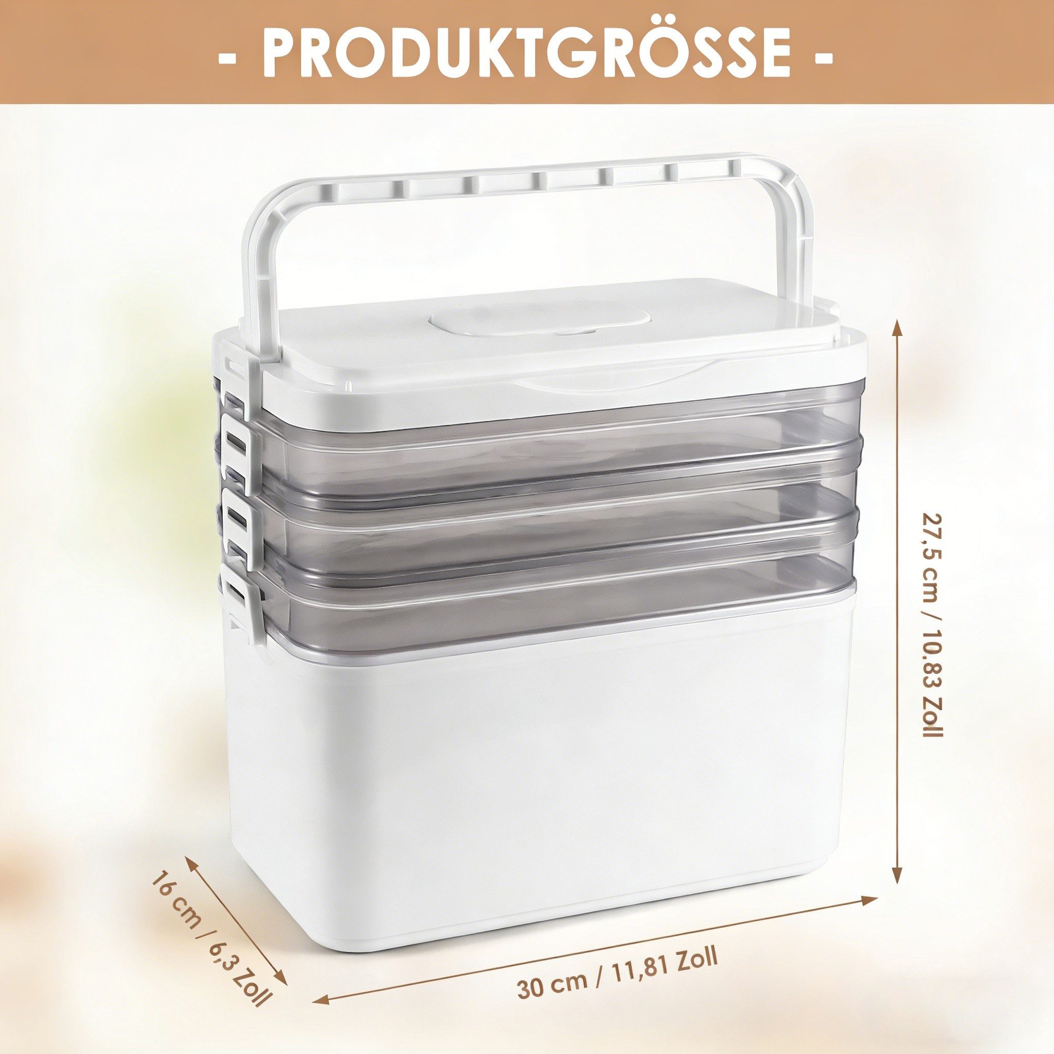 BlingBin Erste-Hilfe-Koffer Medikamentenbox 4 Ebenen, Tragbarer Organizer mit Griff, (1er Set, 1 St), Hausapotheke Box, Aufbewahrungsboxen Medizin Organizer Arzneischrank