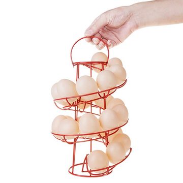 BlauCoastal Eierkorb Egg Skelter Moderner Spiral-Spender, (Präsentationskorb für Küchentheke, rot), freistehender Drahthalter für Hühnereier