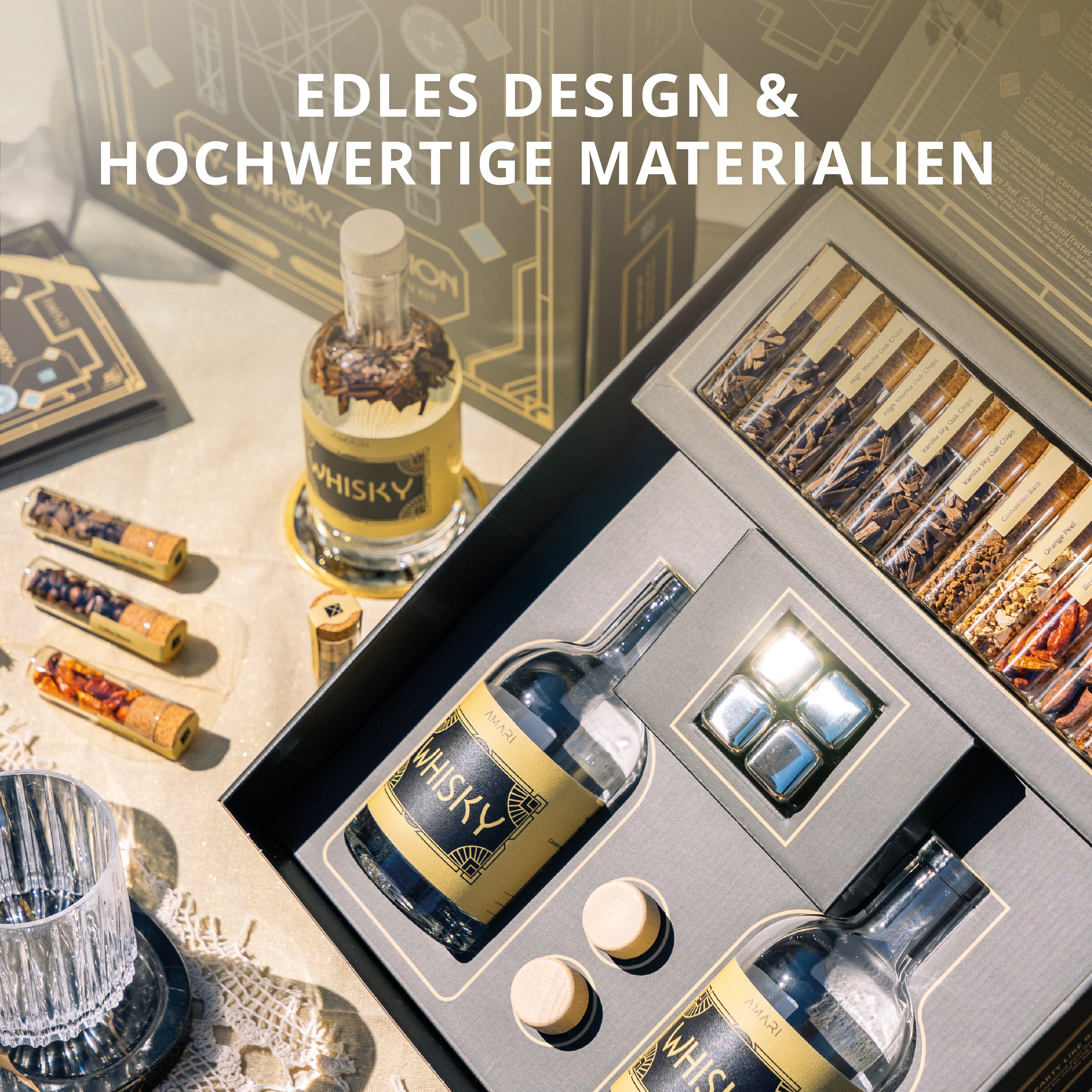 Amari Geschenkbox AMARI®, DIY Whisky Set - zum Selber machen, Geschenkset inkl. Zubehör