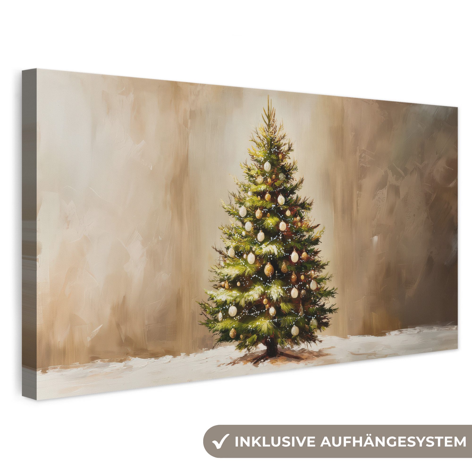 OneMillionCanvasses® Leinwandbild Panorama Weihnachten - Atmosphäre - Grün, Fotodruck (1 St), Wandbild, Deko Schlafzimmer Wohnzimmer Flur 40x20 cm