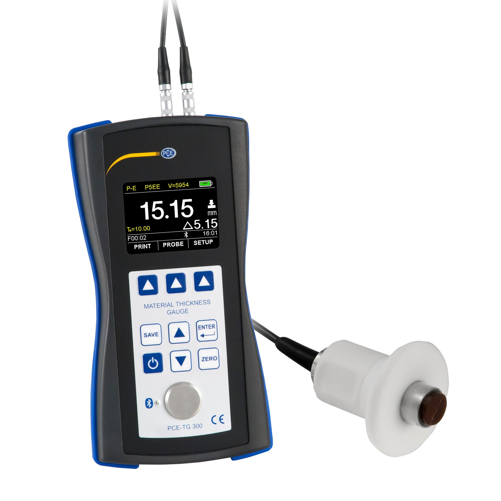 PCE Instruments Schichtdickenmessgerät Ultraschall Echo-Materialdickenmessgerät PCE-TG 300-HT5