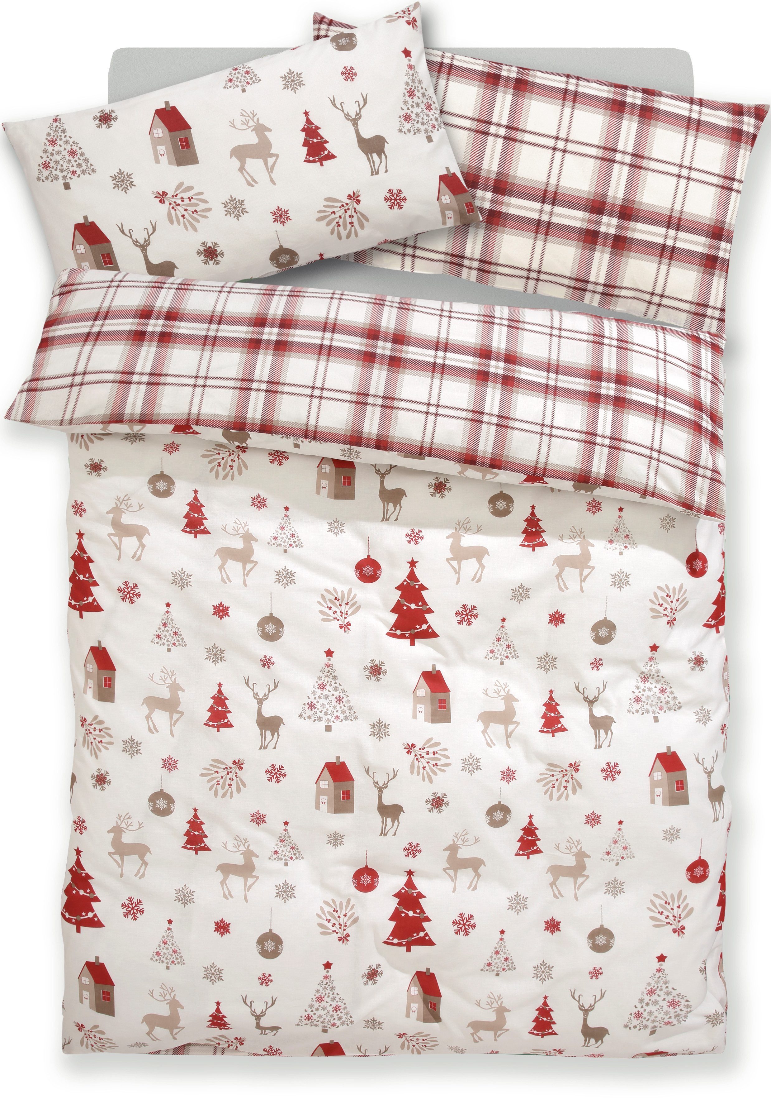 OTTO home Bettwäsche Mikkel, Linon, 2 teilig, Bettwäsche ab Gr. 135x200 cm,100% Baumwolle, Weihnachten