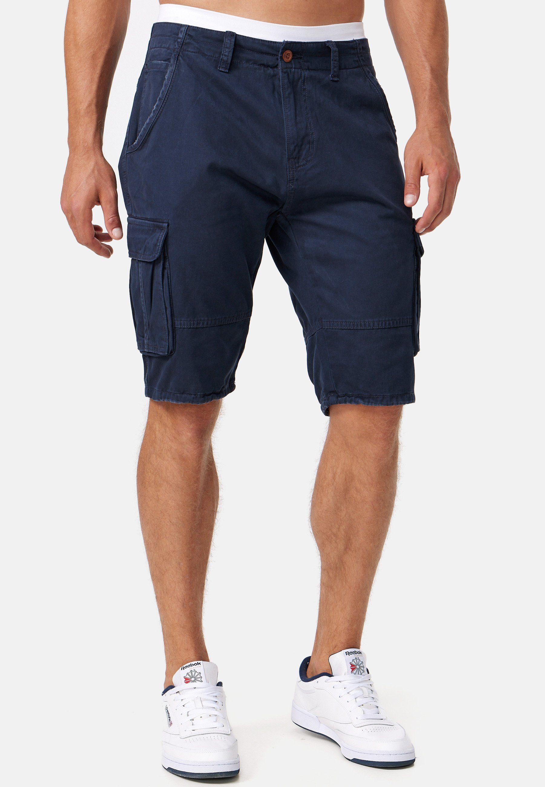 Indicode Cargoshorts Herren Monroe Cargo Cargo Shorts Herrenshorts mit 6 Taschen inkl. Gürtel