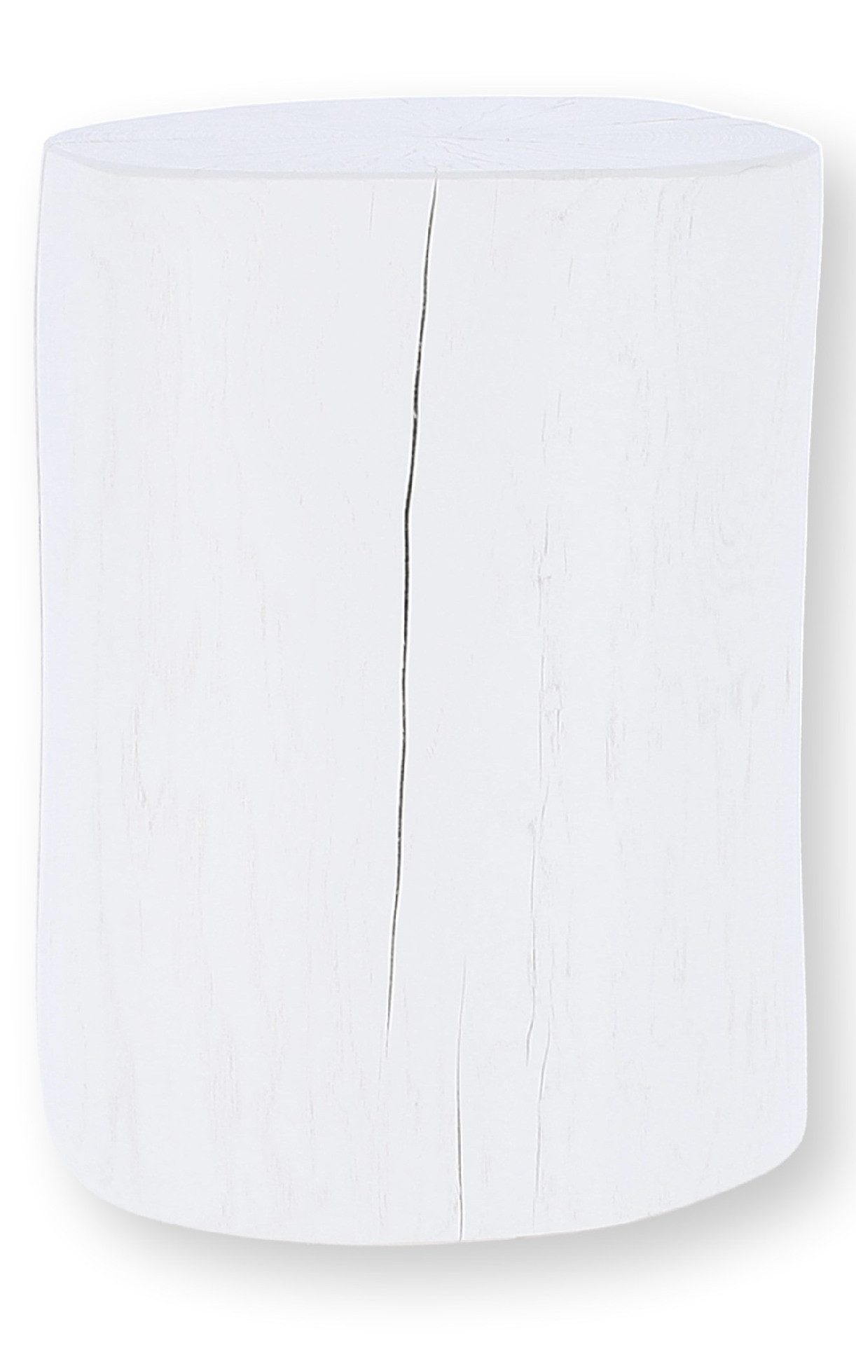 jankurtz Beistelltisch Block rund, Kernesche massiv, Weiß, H 38 cm