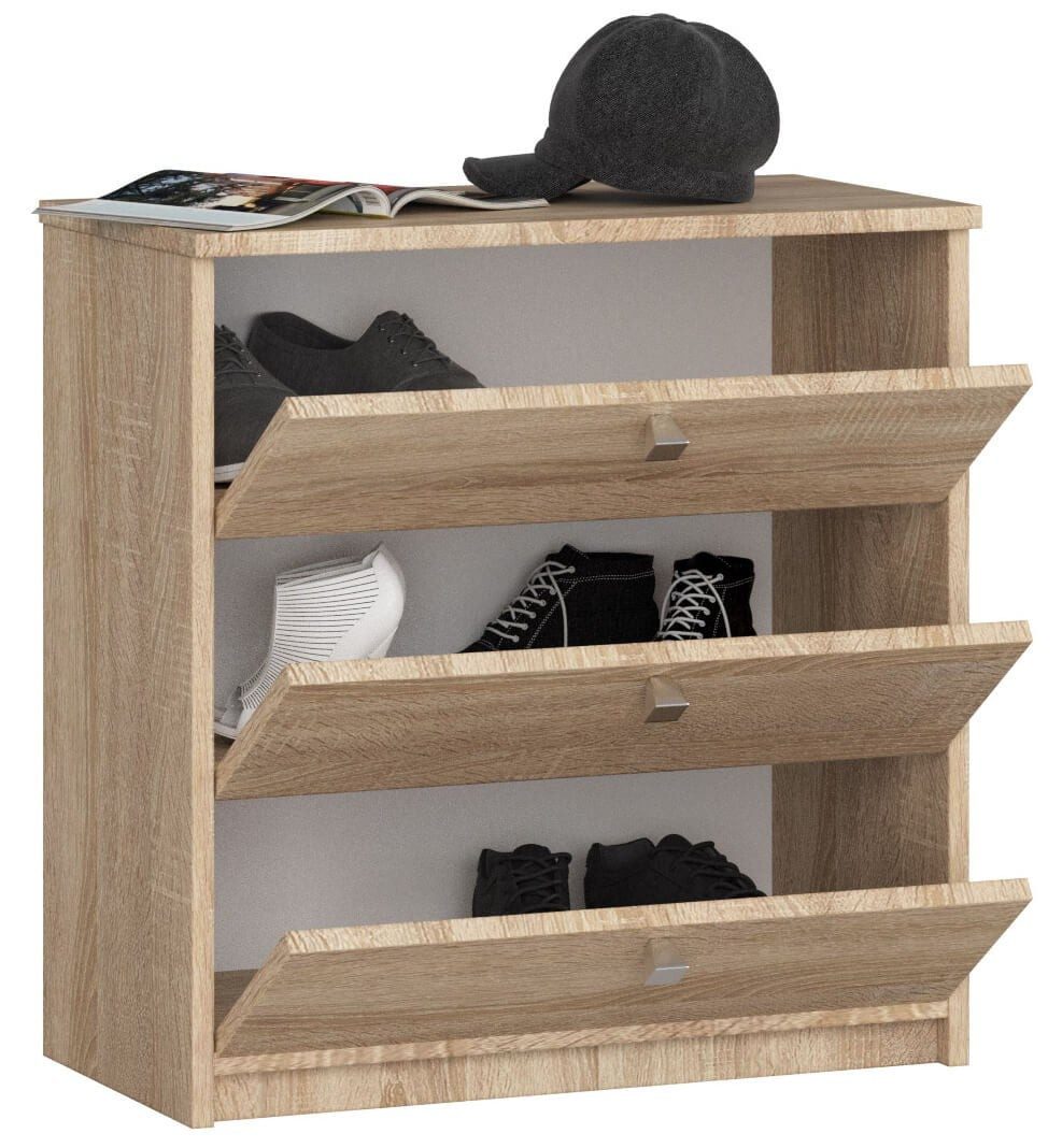 Raumhirsch Furniture Schuhschrank in Eiche Sonoma - Viel Platz für Schuhe - Schuhregal Platz für 18 Paar Schuhe, pflegeleicht, kratzfest, schick