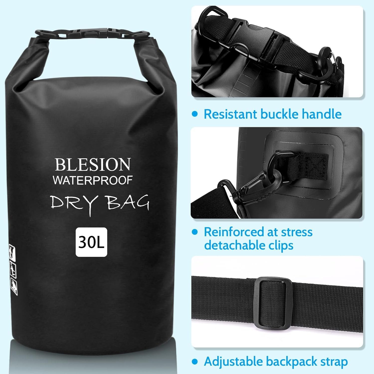 FELIXLEO Beuteltasche Dry Bag wasserdichte Tasche 5L-30L mit Schultergurt