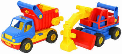 WADER QUALITY TOYS Spielzeug-Kipper »ConsTruck Set 2-tlg. Muldenkipper mit Bagger«