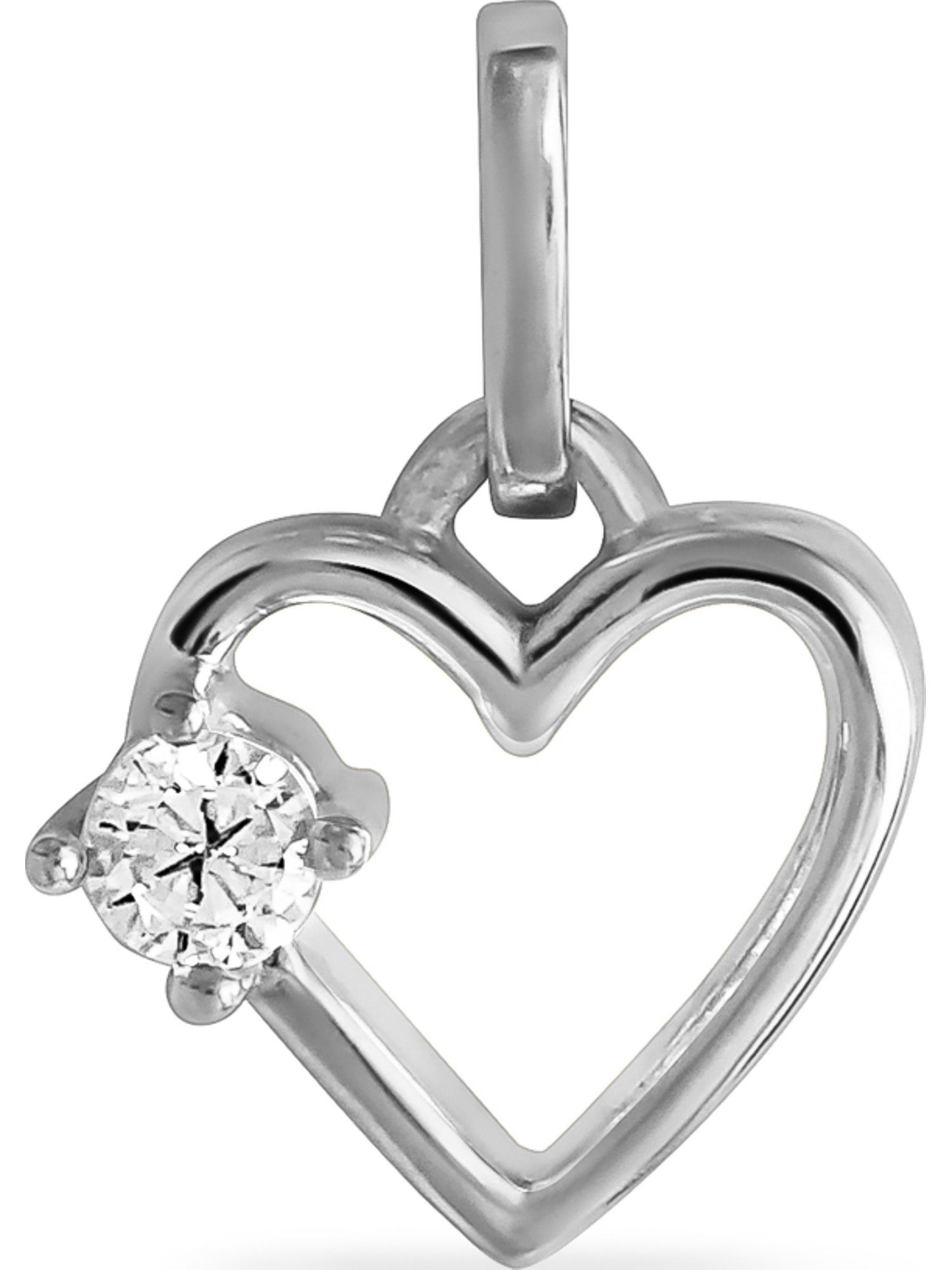 Kettenanhänger FAVS Damen-Anhänger 925er Silber 1 Zirkonia Herz