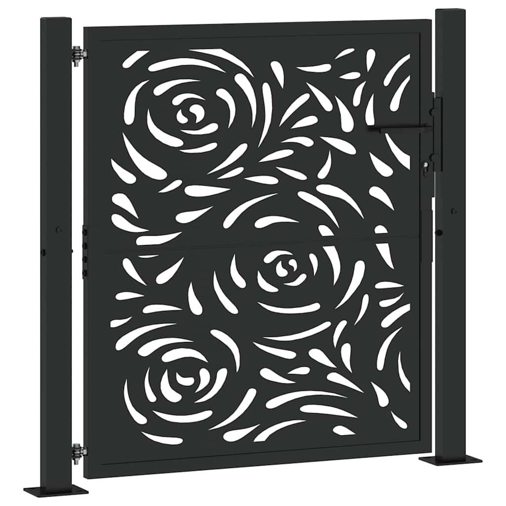 vidaXL Gartentor Gartentor Schwarz 100x100 cm Stahl Flammendesign