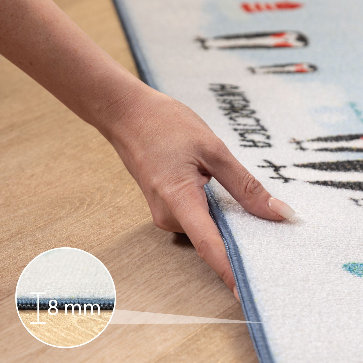 SIMPEX24 Teppich Weltkarte mit Tier Design, Rechteckig, Höhe: 7 mm, Kinderteppich Weltkarte mit Tierdesign Teppich Kinderzimmer Rutschfest