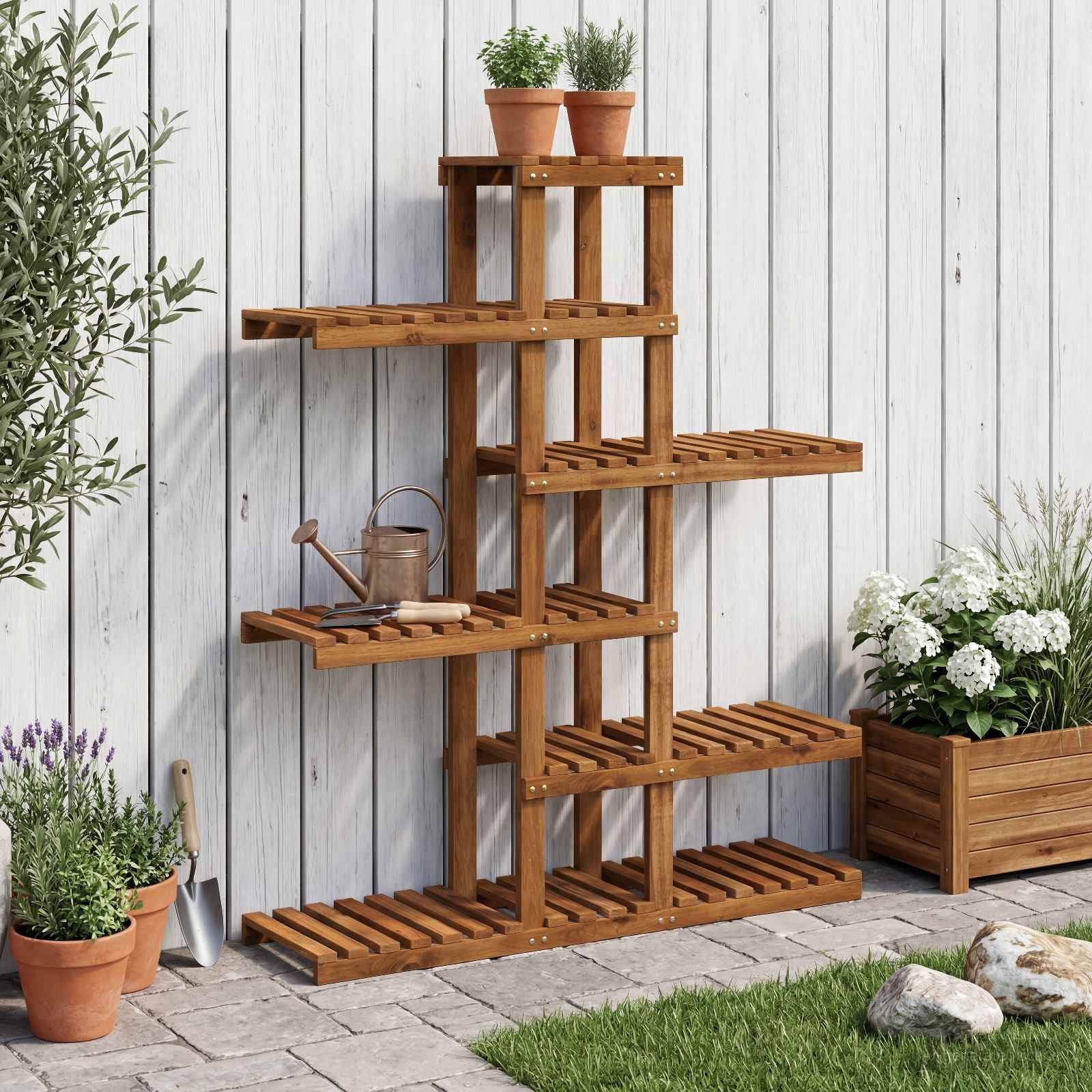 vidaXL Blumenständer Pflanzenständer Natur 93 x 25 x 114,5 cm Massivholz (1 St)