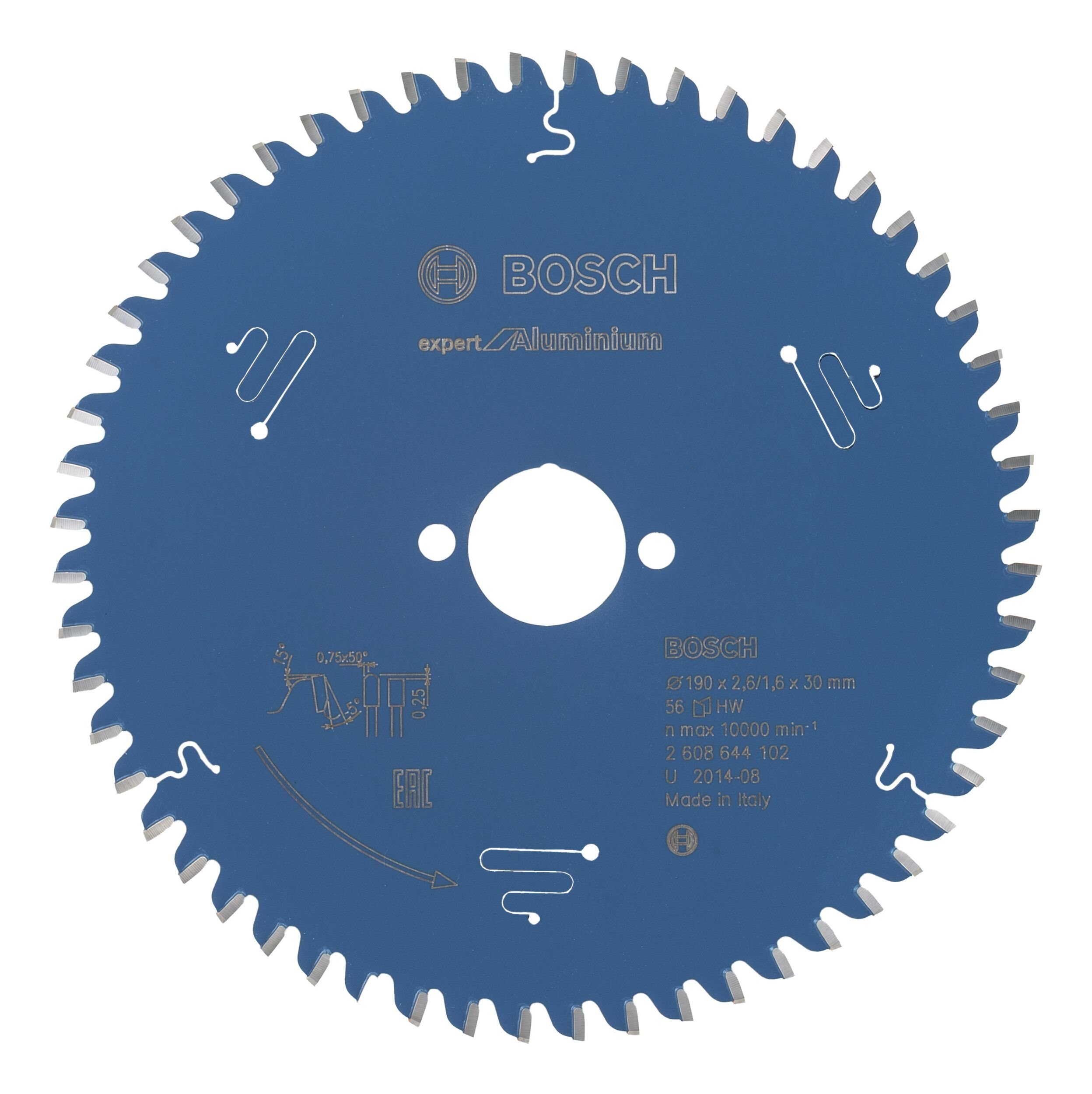 BOSCH Kreissägeblatt, Expert for Aluminium 56Z - 190 x 30 x 2,6 mm