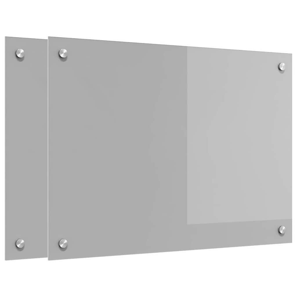 vidaXL Küchenrückwand Küchenrückwand 2 stk. Hellgrau 70 x 50 cm Gehärtetes Glas, (2-tlg)