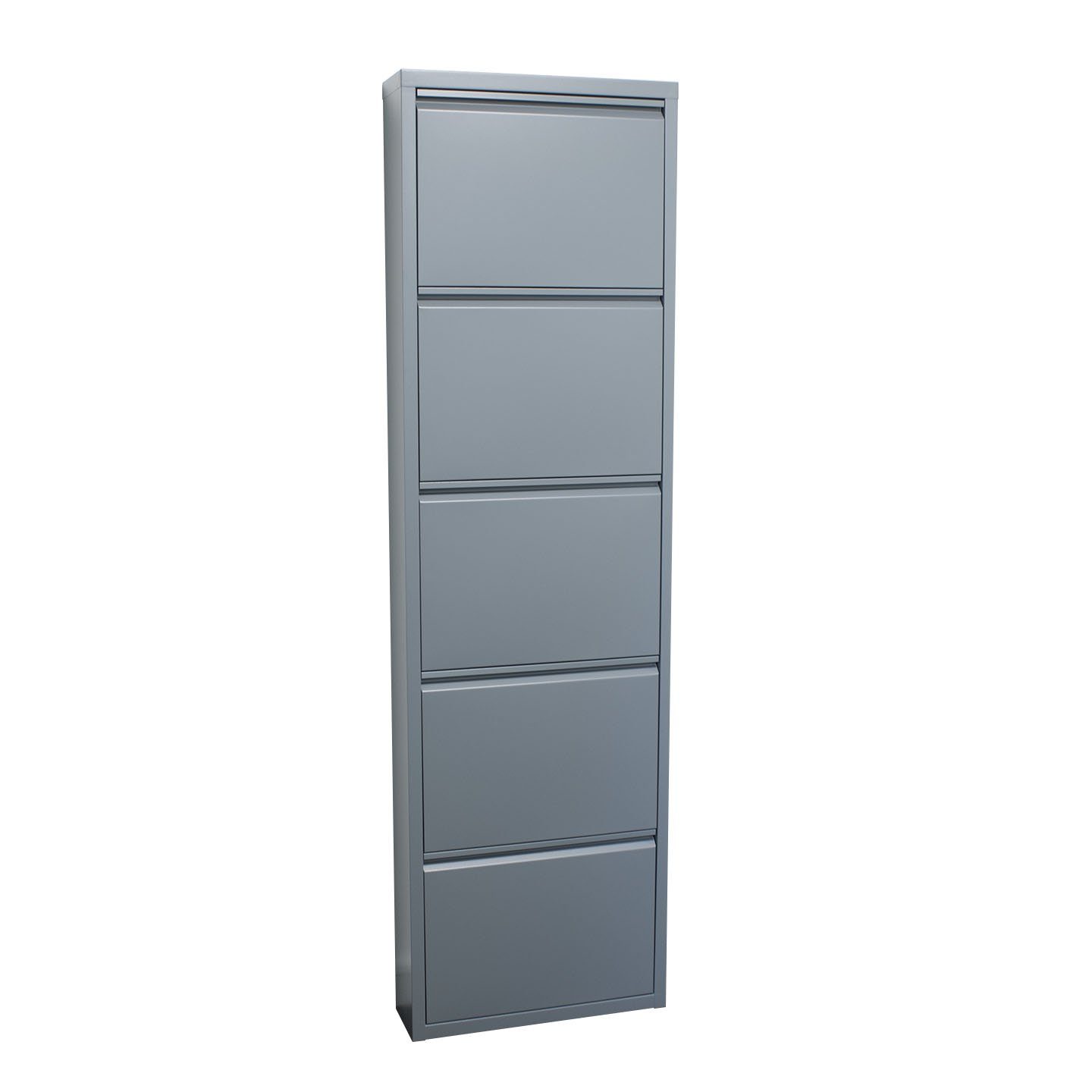 ebuy24 Schuhschrank Pisa Schuhschrank mit 5 Klappen/Türen in Metall gr Grau
