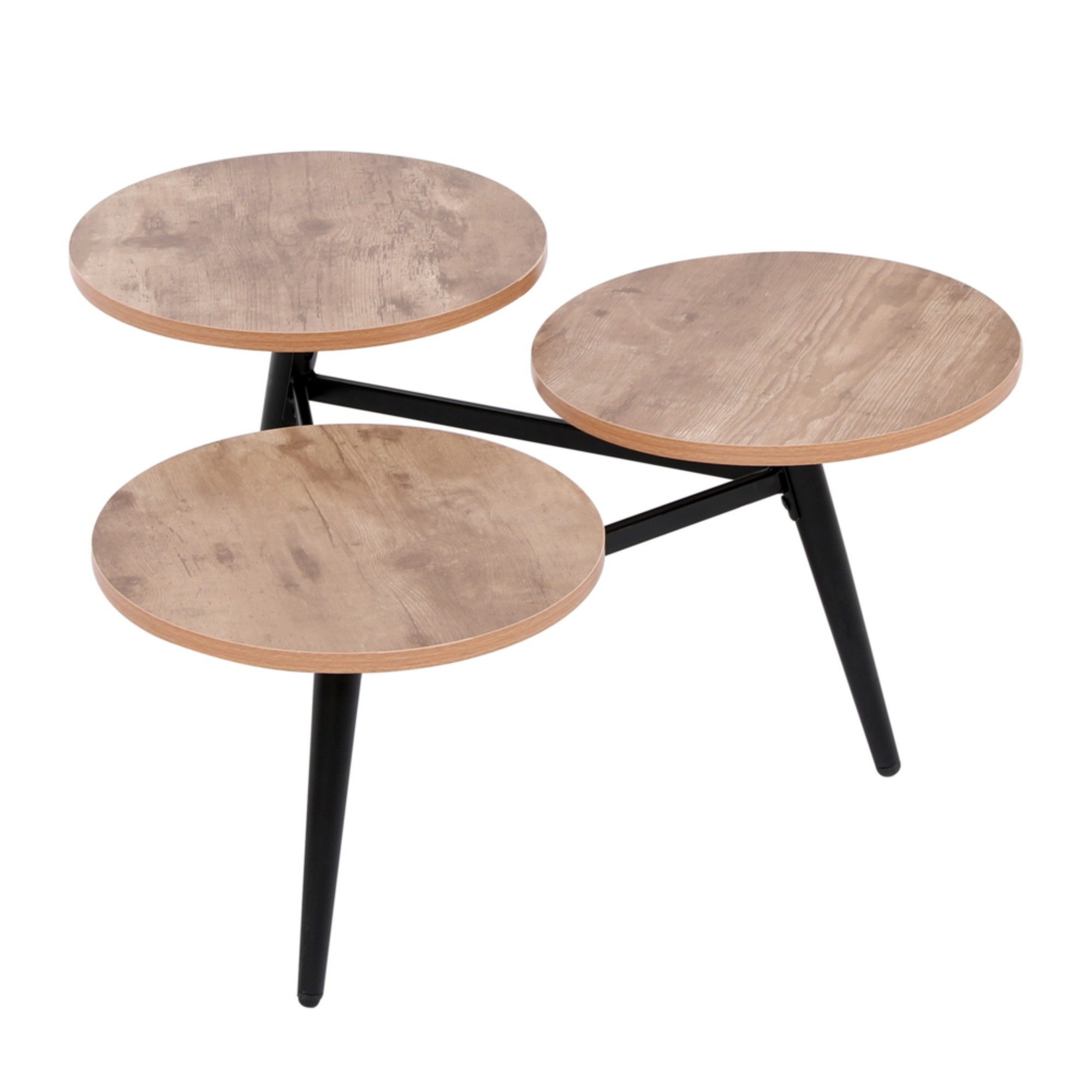 HappyHome Couchtisch Couchtisch 3tlg. Satztisch Beistelltisch aus Metall Holz schwarz