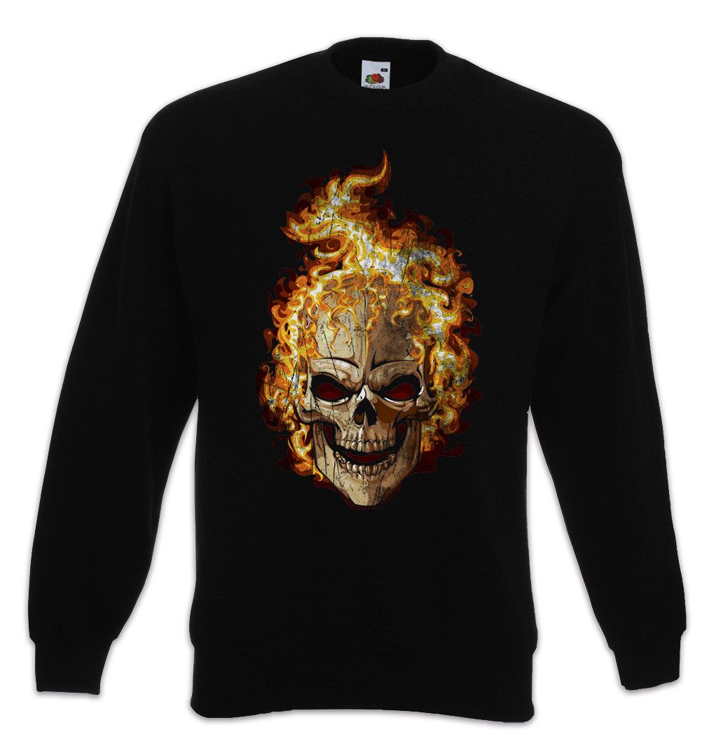 Urban Backwoods Sweatshirt Burning Skull II Sweatshirt Brennender Schädel Dead Totenschädel (1-tlg) Totenkopf Tattoo Art Rockabilly