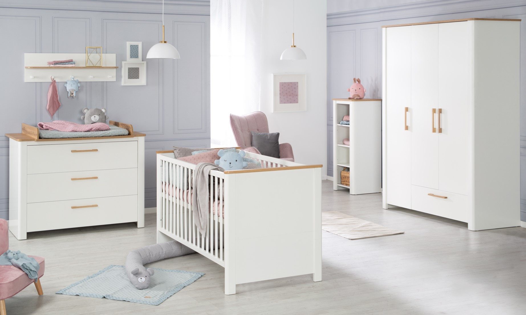 roba® Babyzimmer-Komplettset Ava - modernes Kinderzimmer mit Dekor in Eiche günstig online kaufen