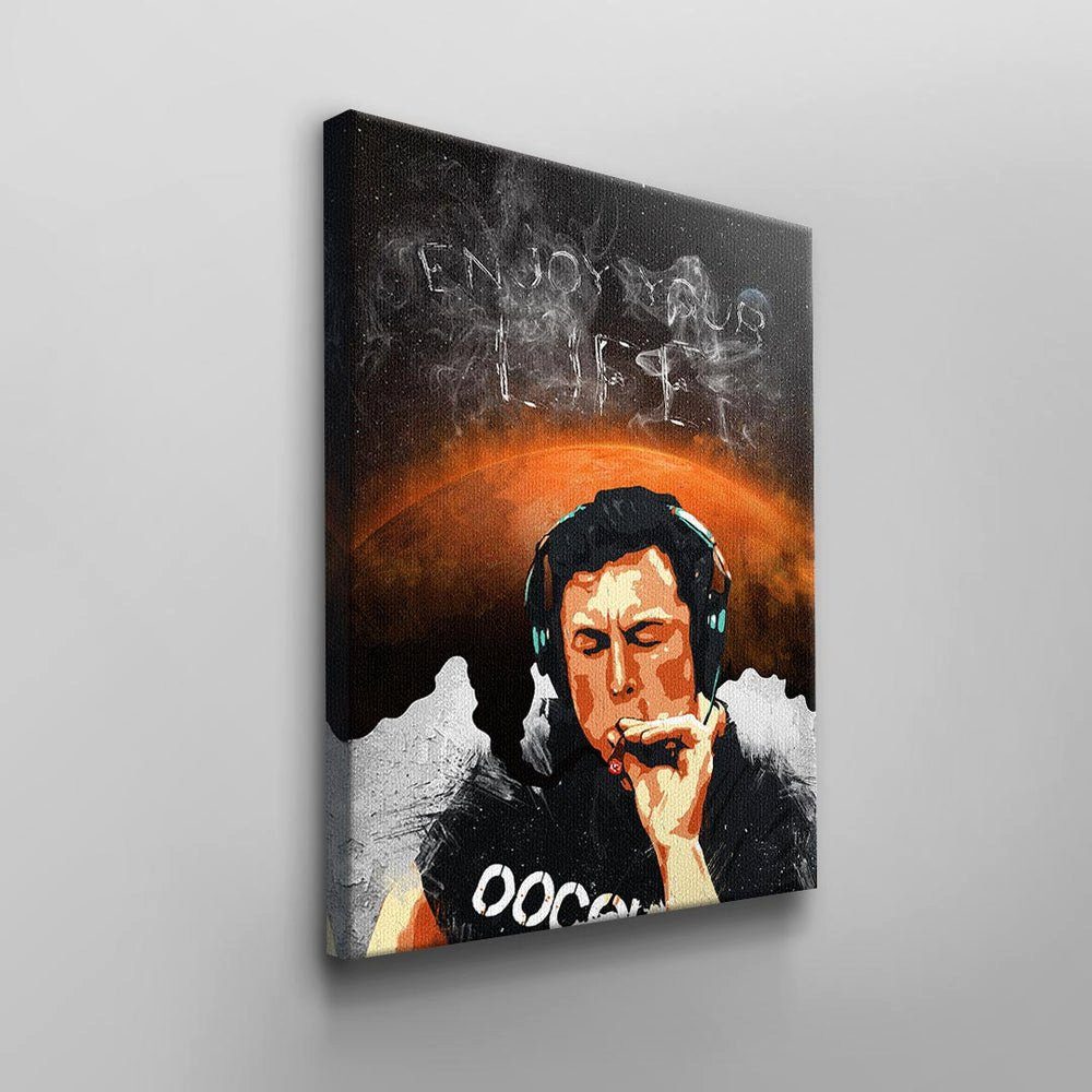 DOTCOMCANVAS® Leinwandbild, Wandbild genießen sie kopfhörer das schwarzer leben Rahmen rauchen schwarz männer wei