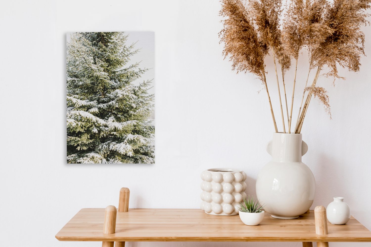 Schnee OneMillionCanvasses® - - (1 St), inkl. fertig Zackenaufhänger, Leinwandbild cm 20x30 Gemälde, bespannt Baum, Leinwandbild Winter