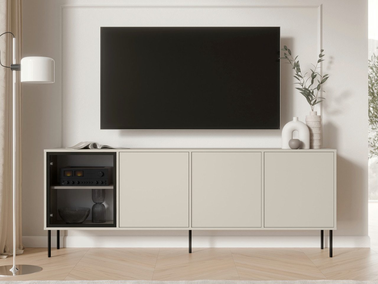 MOEBLINE Sideboard Beistellkommode DELLI 200 4D kaschmir