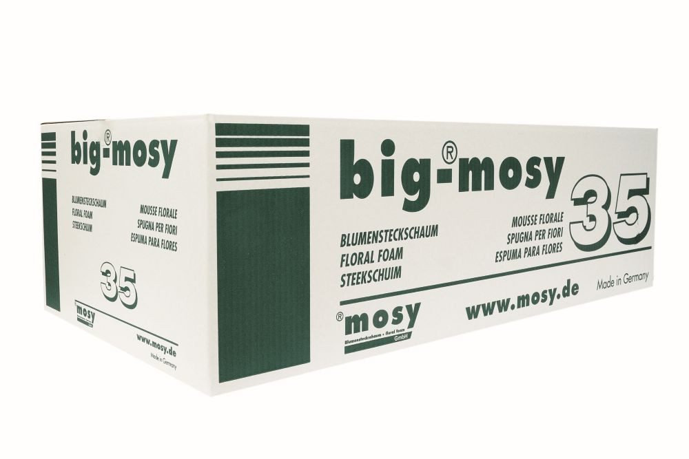 mosy Bastelfilz Steckmasse-Ziegel, 35 Stück, Nass-Steckschaum, Steckmoos, Steckschwamm, Blumen-Gestecke, Grab-Gesteck, Frischblumen