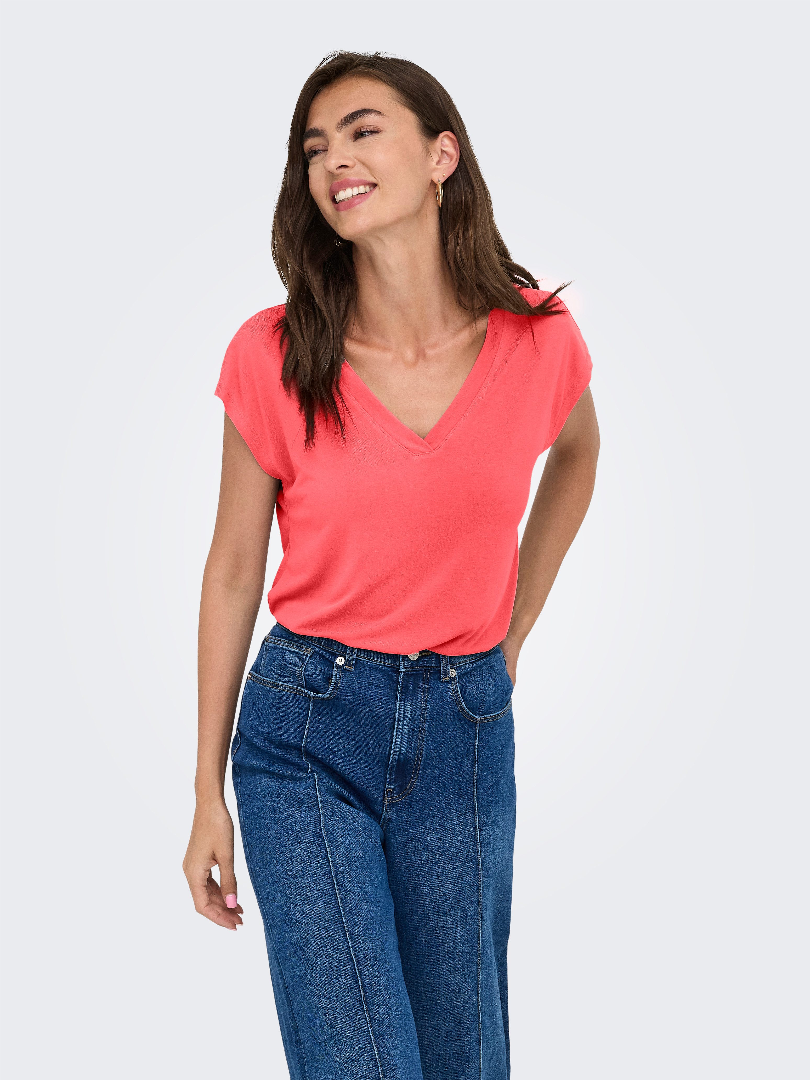 ONLY V-Shirt ONLFREE S/S MOD.V-NECK TOP JRS NOOS