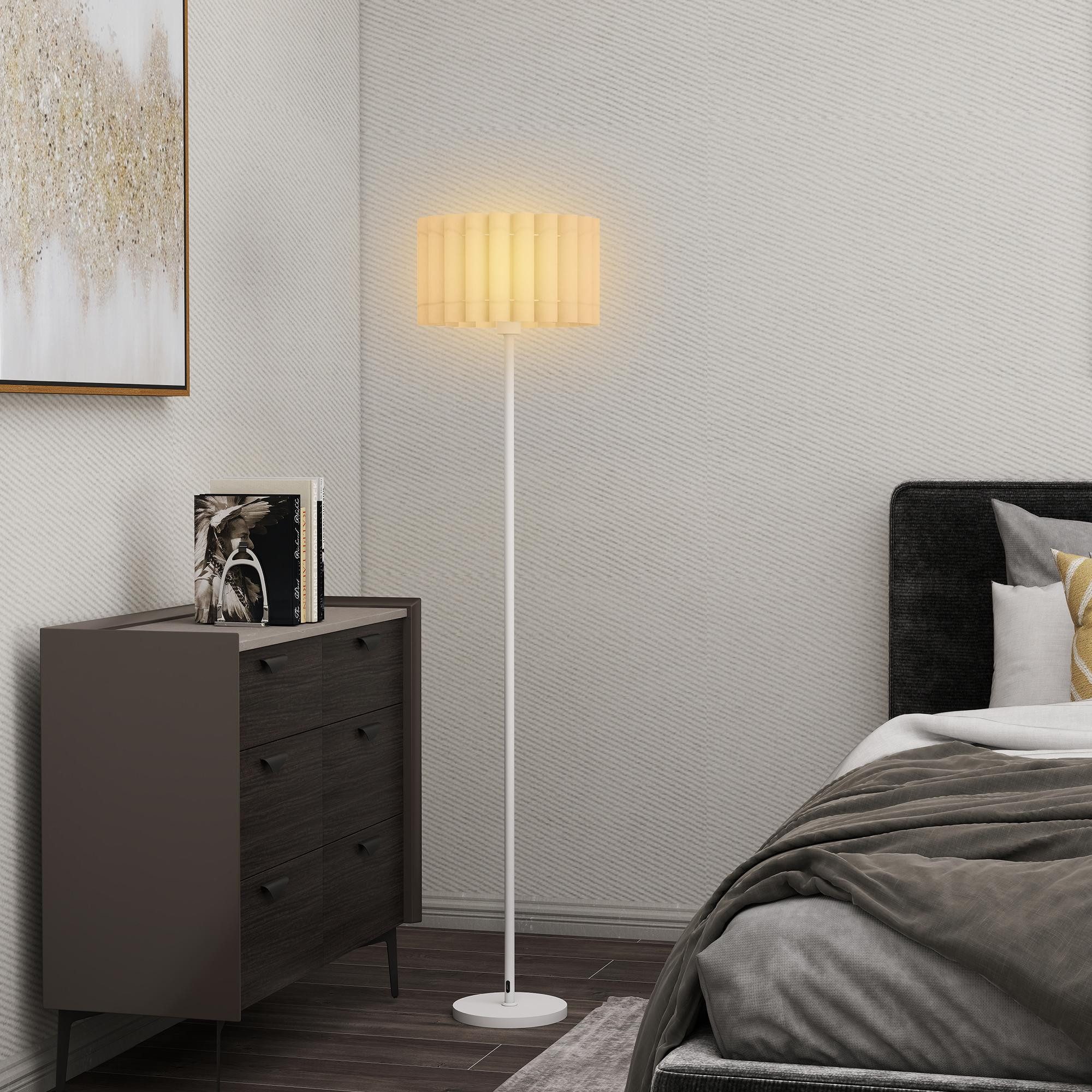HOMCOM Stehlampe Stehleuchte mit E27 Fassung, mit Wellenschirm, Ohne Leucht günstig online kaufen