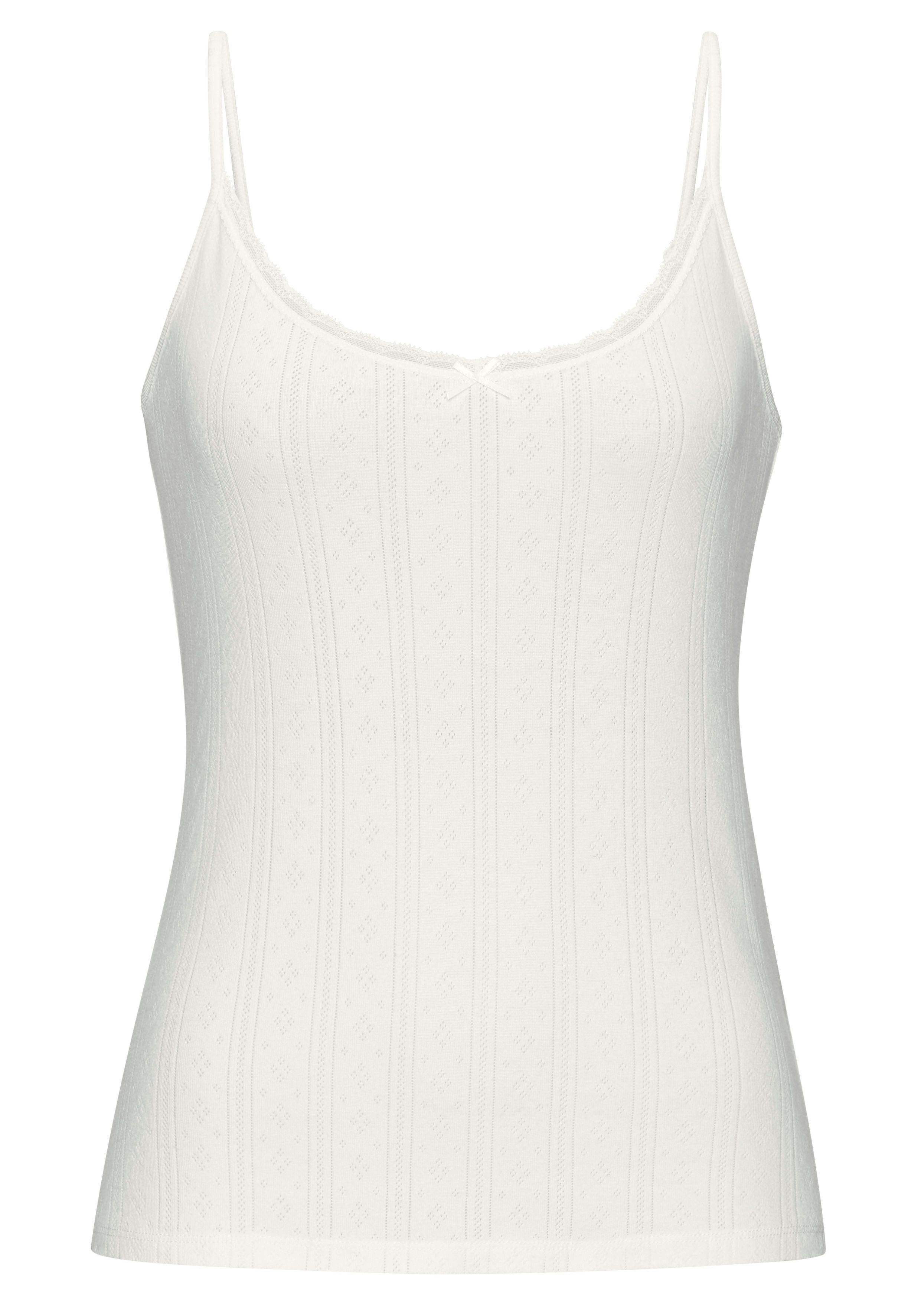 Vivance by Lascana Unterhemd (2er-Pack) aus weicher Pointelle-Ware mit Spitze, reine Baumwolle – Bild 4 von 5