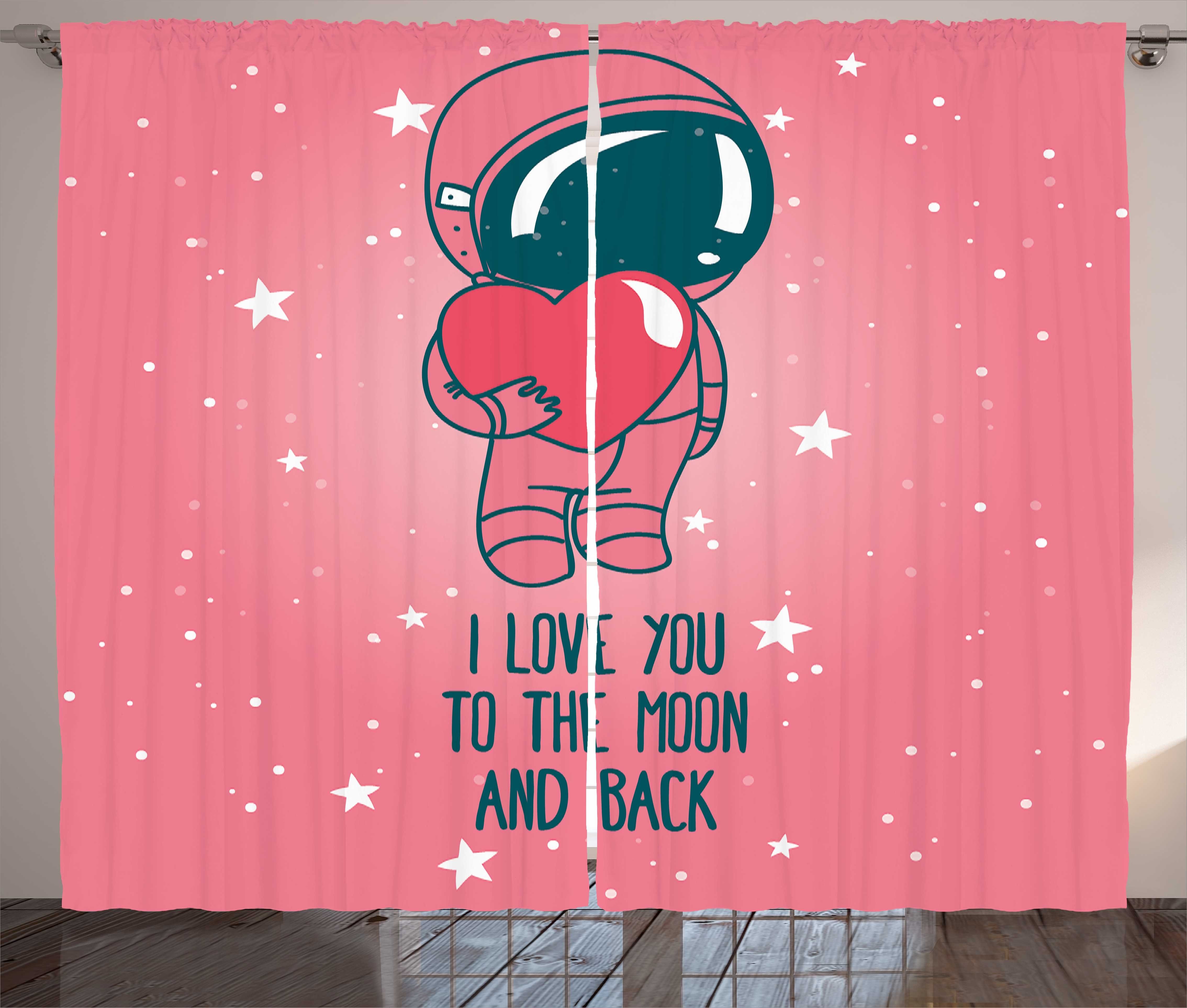 Gardine Haken, und Romantik Astronaut Schlafzimmer Kunst Schlaufen mit Kräuselband Abakuhaus, Vorhang Valentines