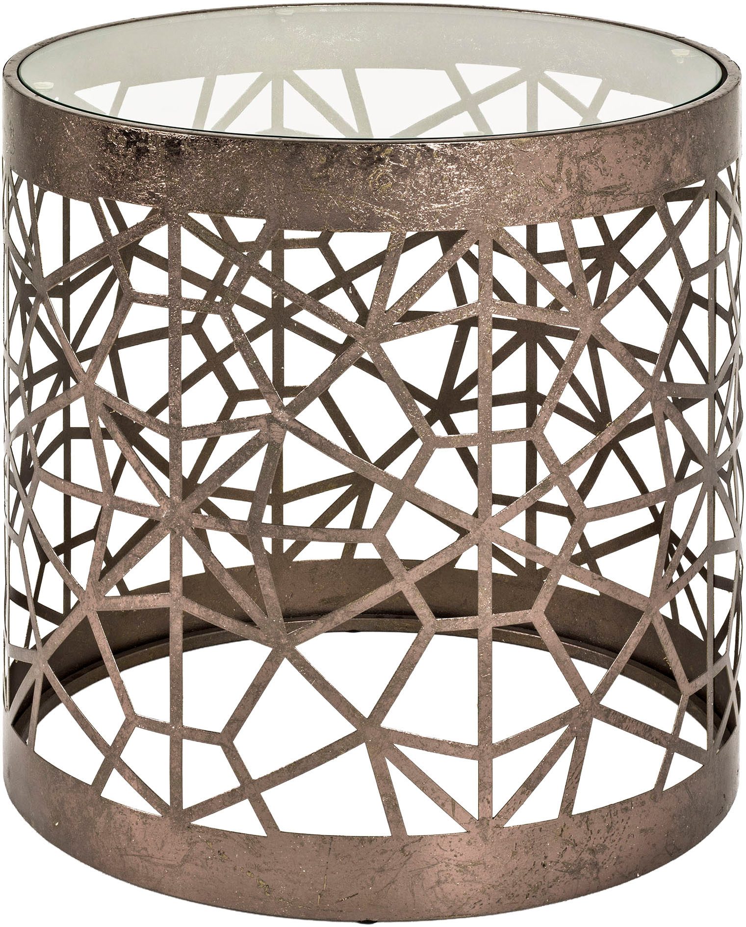 HAKU Beistelltisch Sofatisch, Wohnzimmertisch (1-St), zylindrisch - aus Metall Kupfer B/T/H //50 cm