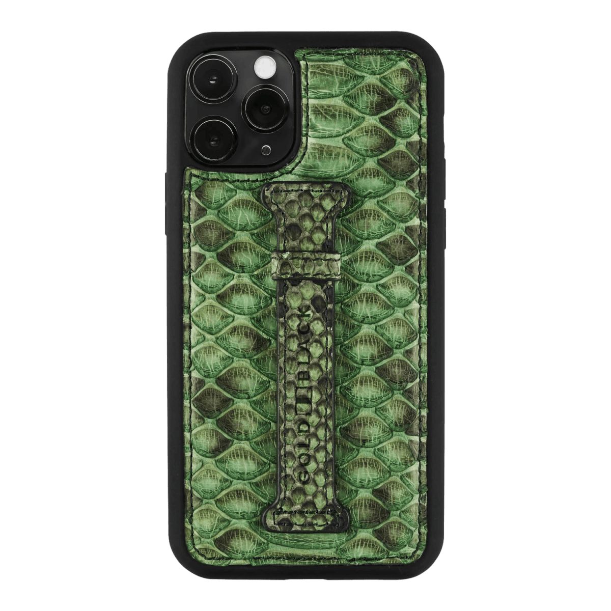 Handyhülle GOLDBLACK iPHONE 11 PRO LEDERHÜLLE MIT FINGERSCHLAUFE PYTHON GRASGRÜN
