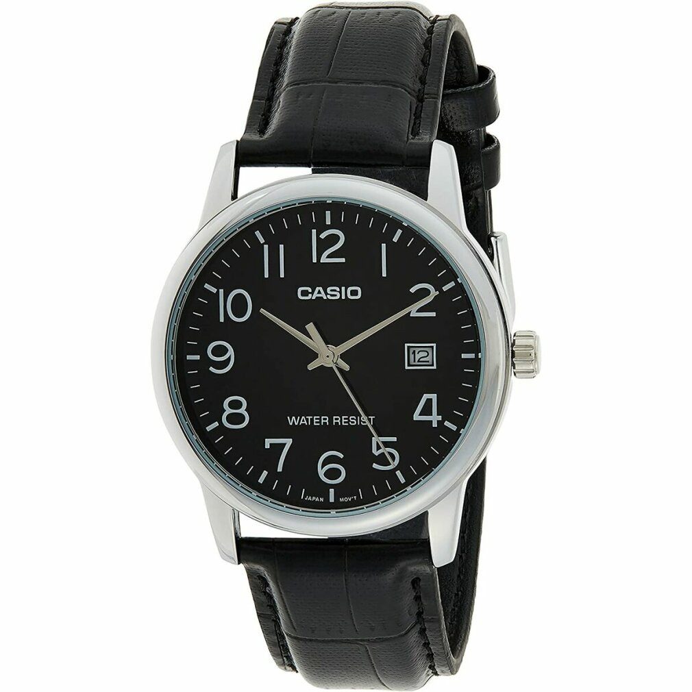 CASIO Luxusuhr Men's MTPV002L-1B Silver Leather Japanese Quartz Fashion Watch