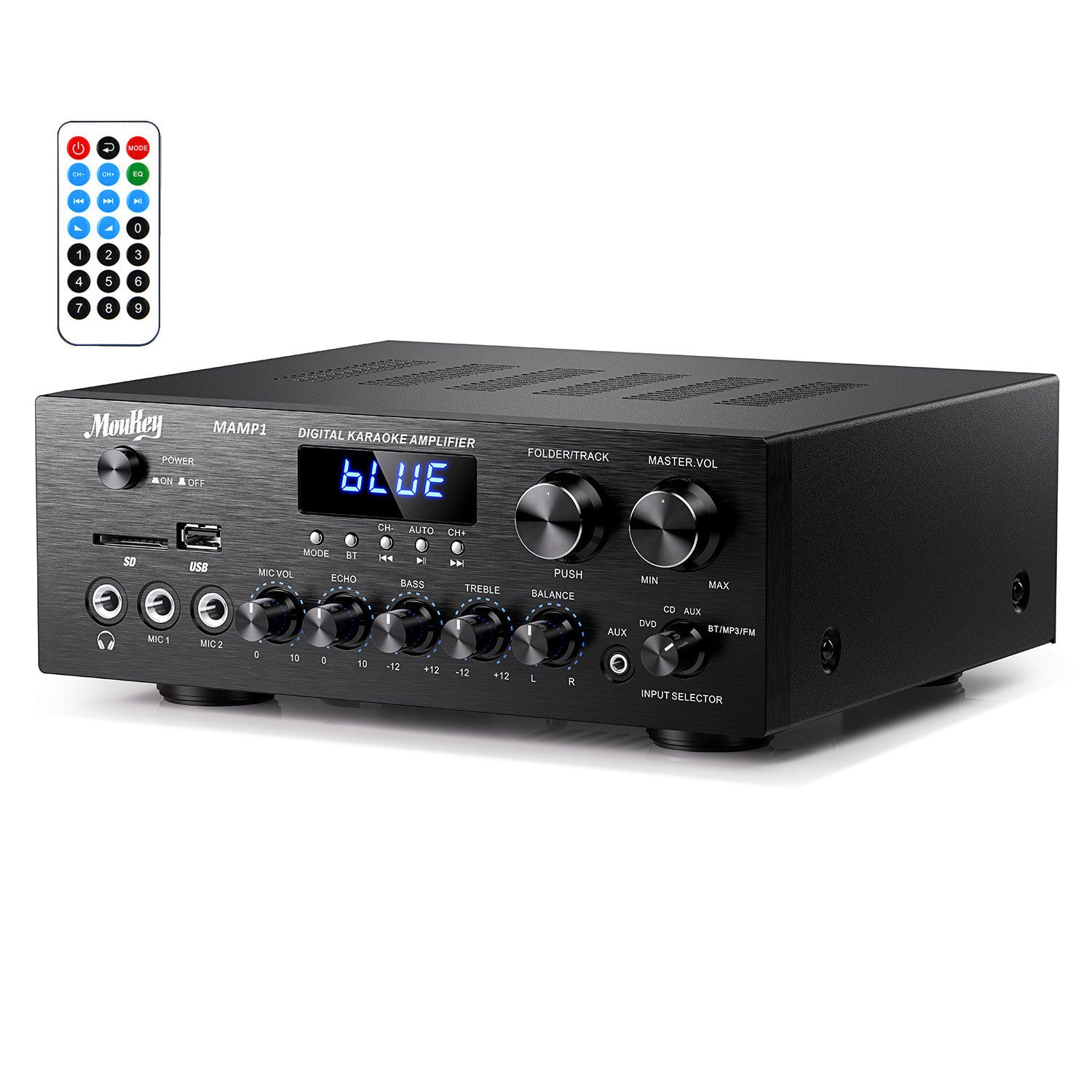 Moukey MAMP1 2-Kanal Stereo-Verstärker Leistungsverstärker Bluetooth Verstärker (220 W, 2 Kanäle)
