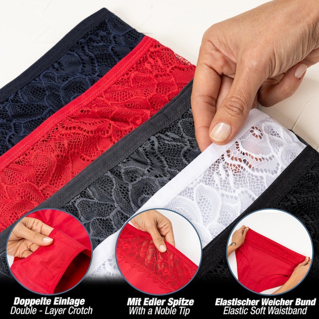 LOREZA Taillenslip 5er Set Taillen Slips - Spitze - Bunt (Packung, 5-St) – Bild 4 von 5