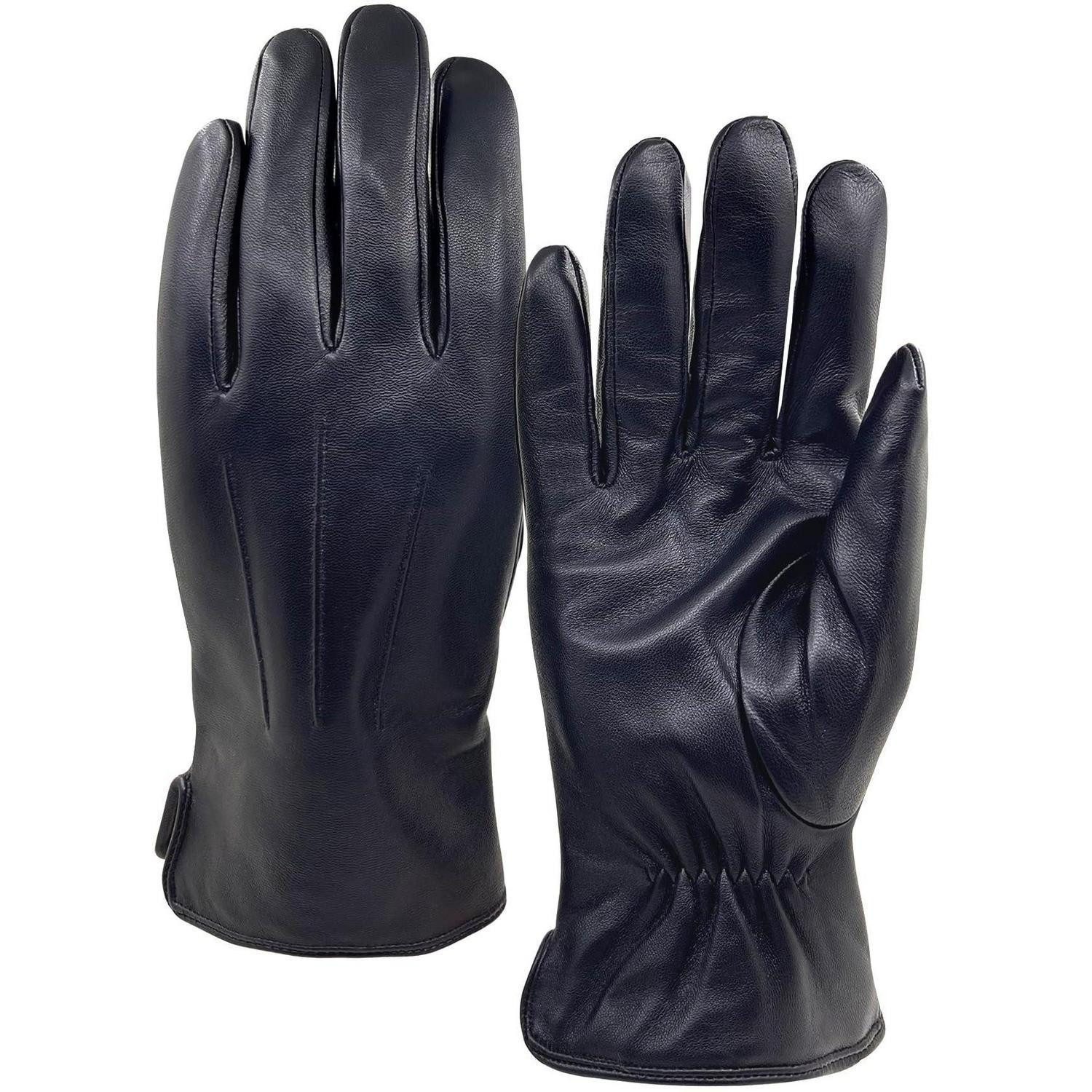 LuxusKollektion Lederhandschuhe Herren Handschuhe Lammleder Wolle Medium Schwarz (1-St)