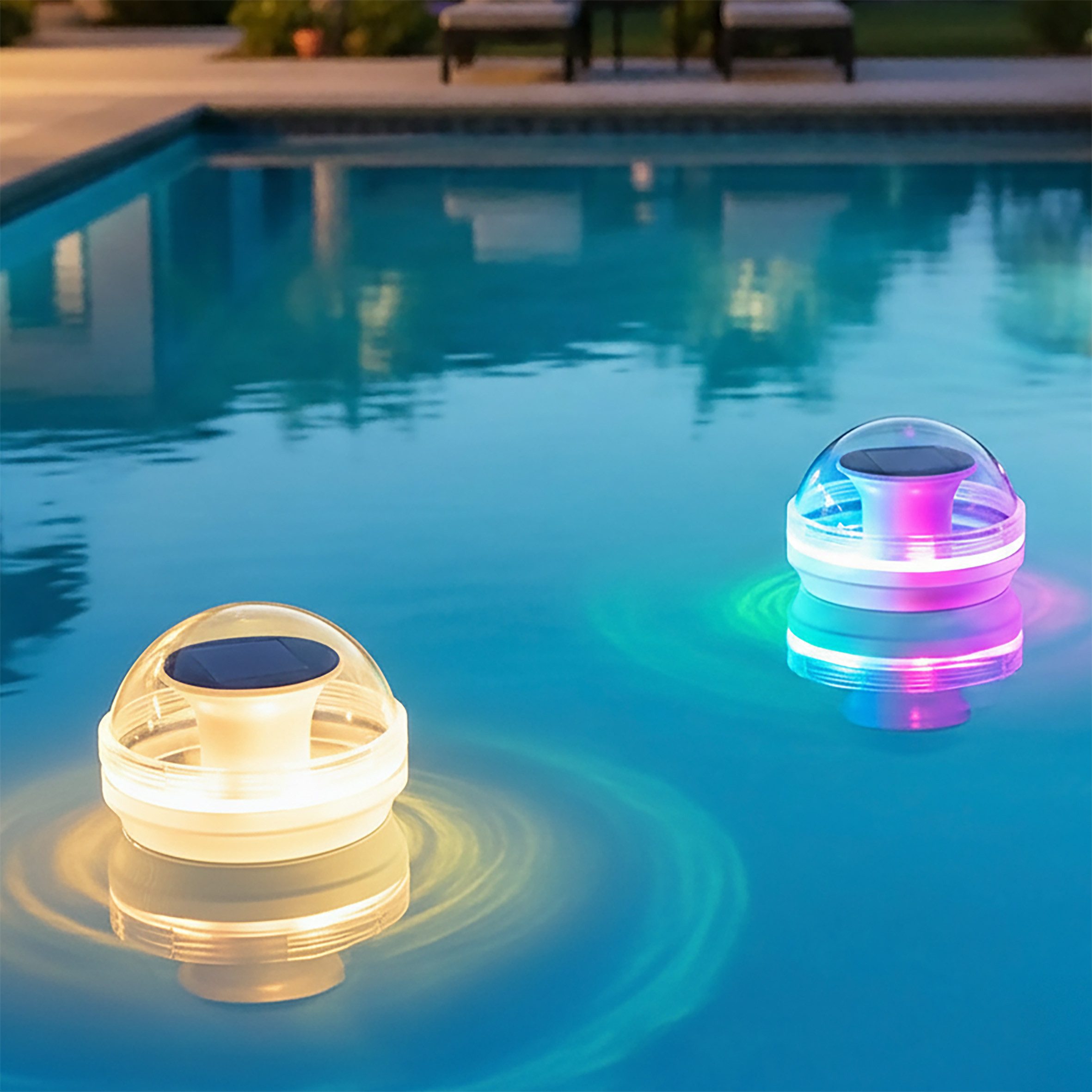 Spetebo LED Teichleuchte Solar Poolleuchte mit 3 Leuchtmodi, Dämmerungssensor, Leuchtmittel fest verbaut, warm weiß / kalt weiß / automatischer Farbwechsel, Schwimmlicht IPX7 wasserdicht für Gartenteich und Pool