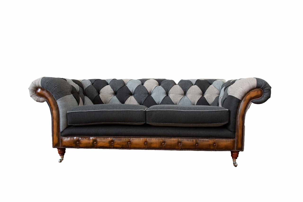 Xlmoebel Chesterfield-Sofa Klassisches Chesterfield-Sofa mit edlem Textilbezug, Chesterfield-Sofa, Hergestellt in Europa