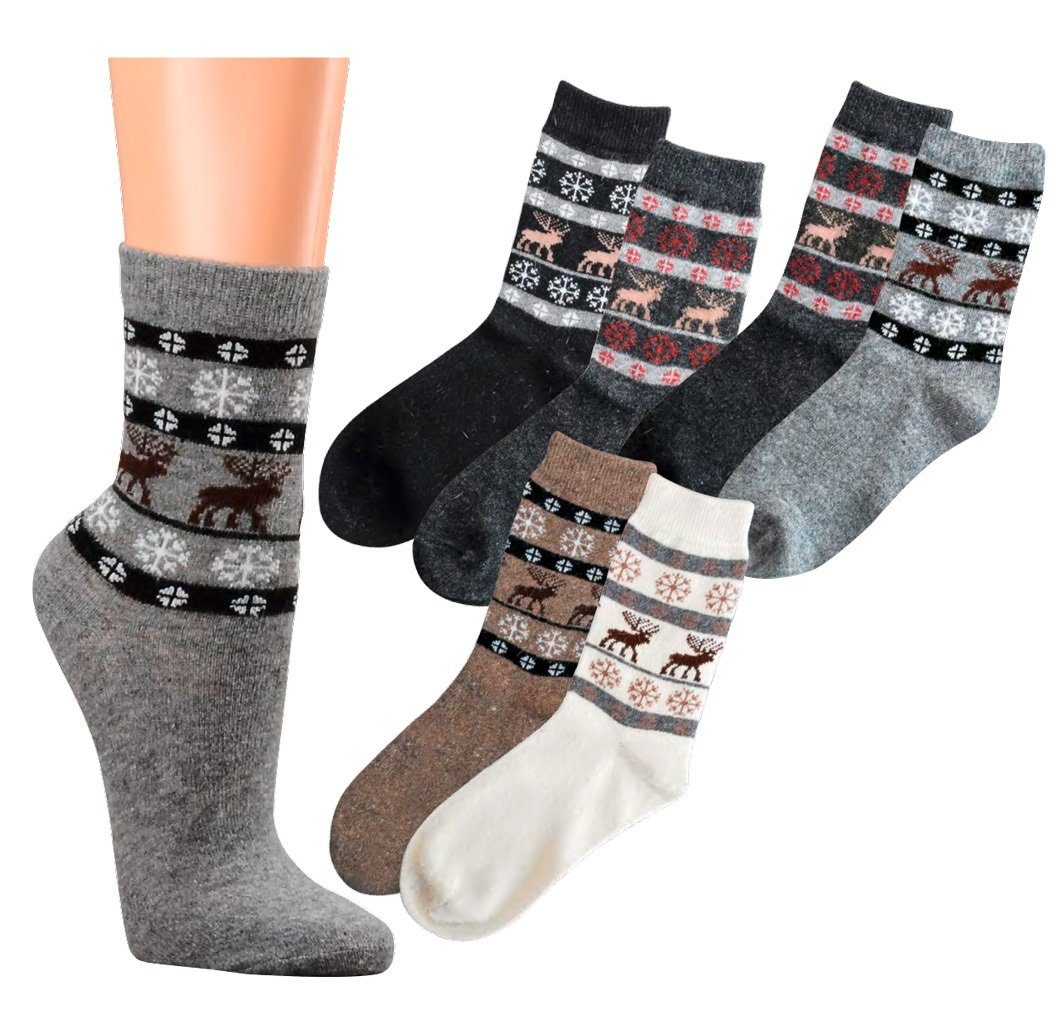 Socken & FussFreunde Skandinavien für Style Damen Alpaka-Wolle Paar Anthrazit/Schwarz mit 2 Socken Herren
