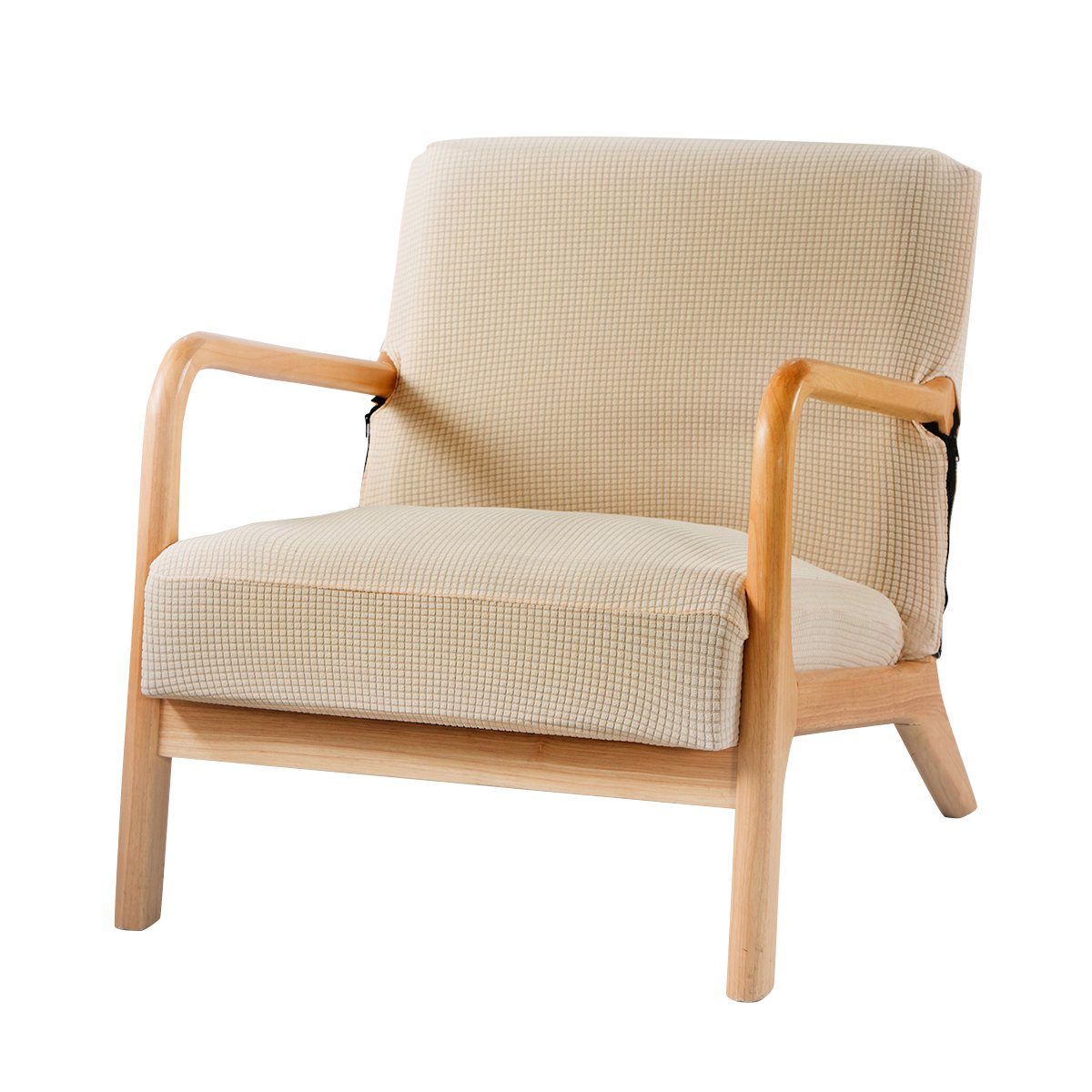 Stuhlhusse Sesselbezug Stretch Beige Qelus, Stuhlbezug, Wohnkultur Reißverschluss
