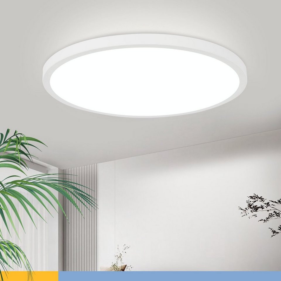 Nettlife LED Panel Deckenlampe Flach Deckenbeleuchtung Rund, IP44  Wasserdicht, LED fest integriert, Kaltweiße, für Badezimmer Schlafzimmer  Küche