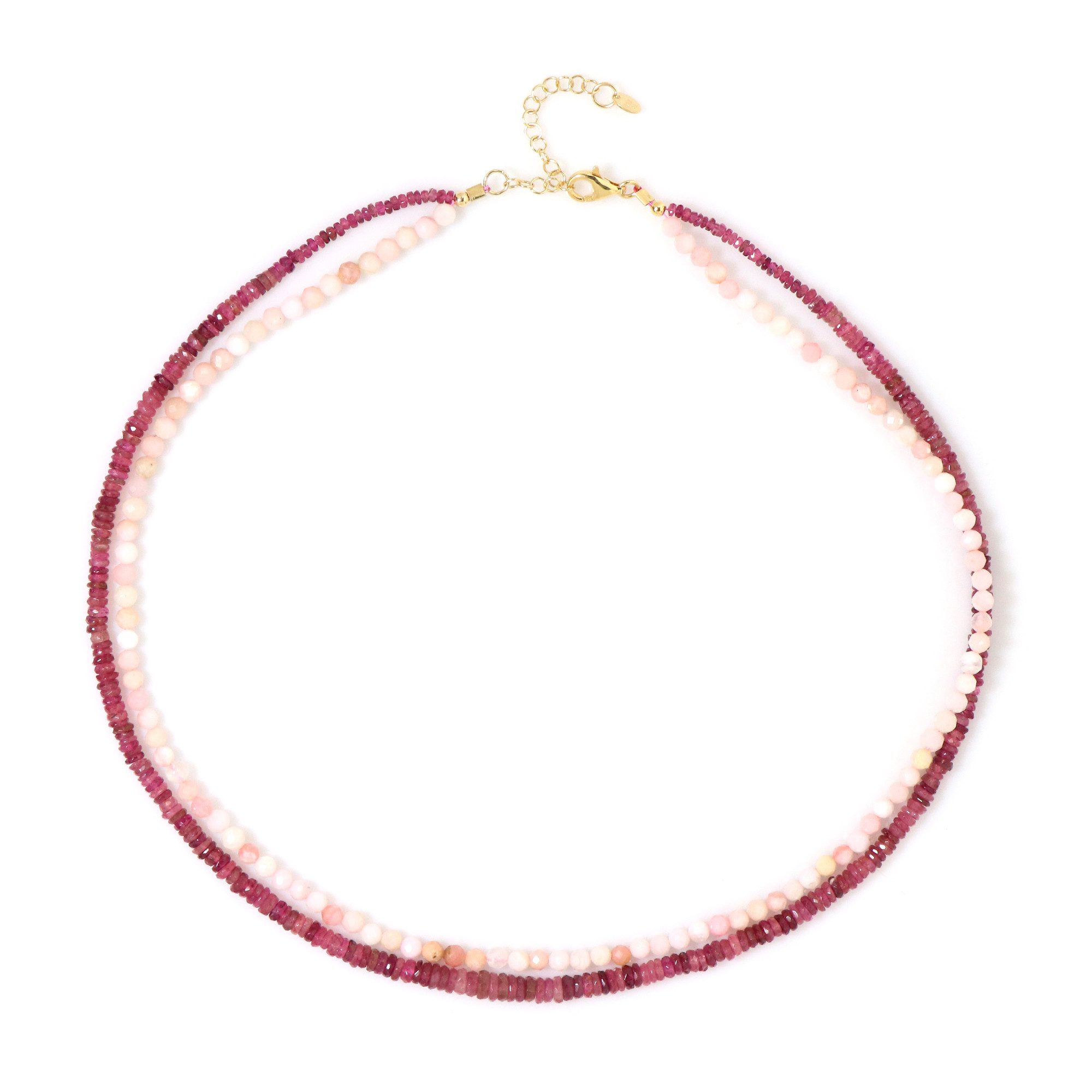 Cavill Silberkette Peruanischer Opal Nigerianischer Turmalin Gold Halskette (1-tlg)