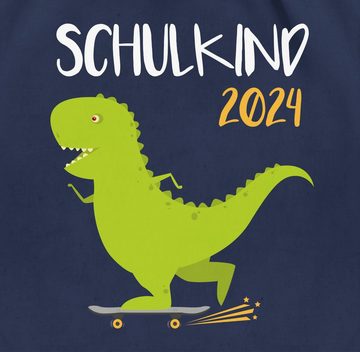 Shirtracer Turnbeutel Schulkind 2024 - Dino mit Skateboard, Schulanfang & Einschulung Geschenk Turnbeutel