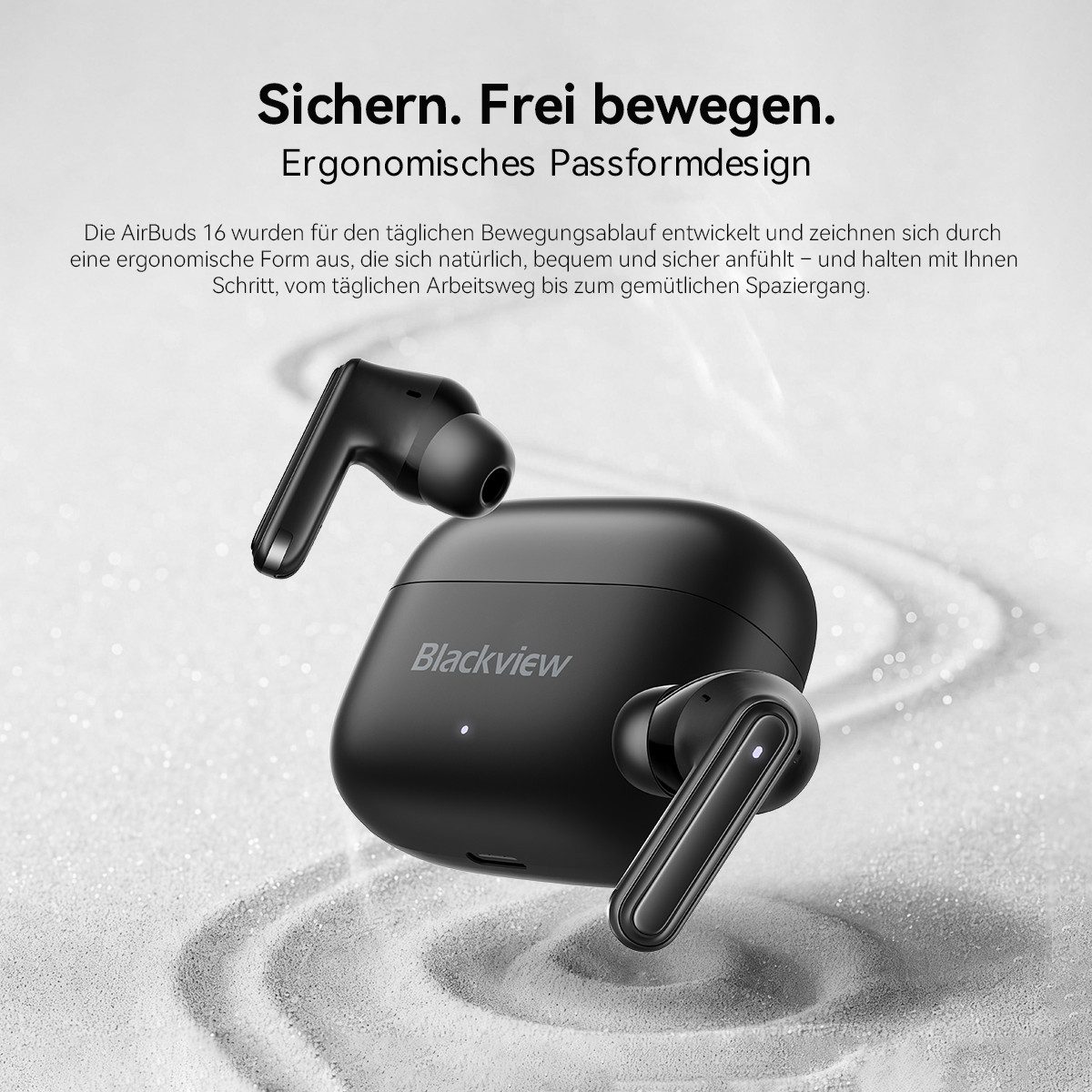 blackview AirBuds 16 Kabellose Kopfhörer Bluetooth 6.0 IPX4 30h Akku wireless In-Ear-Kopfhörer (Bluetooth, Ultraleichte 2.8g In-Ear Kopfhörer, Wasserschutz, USB – Bild 2 von 5