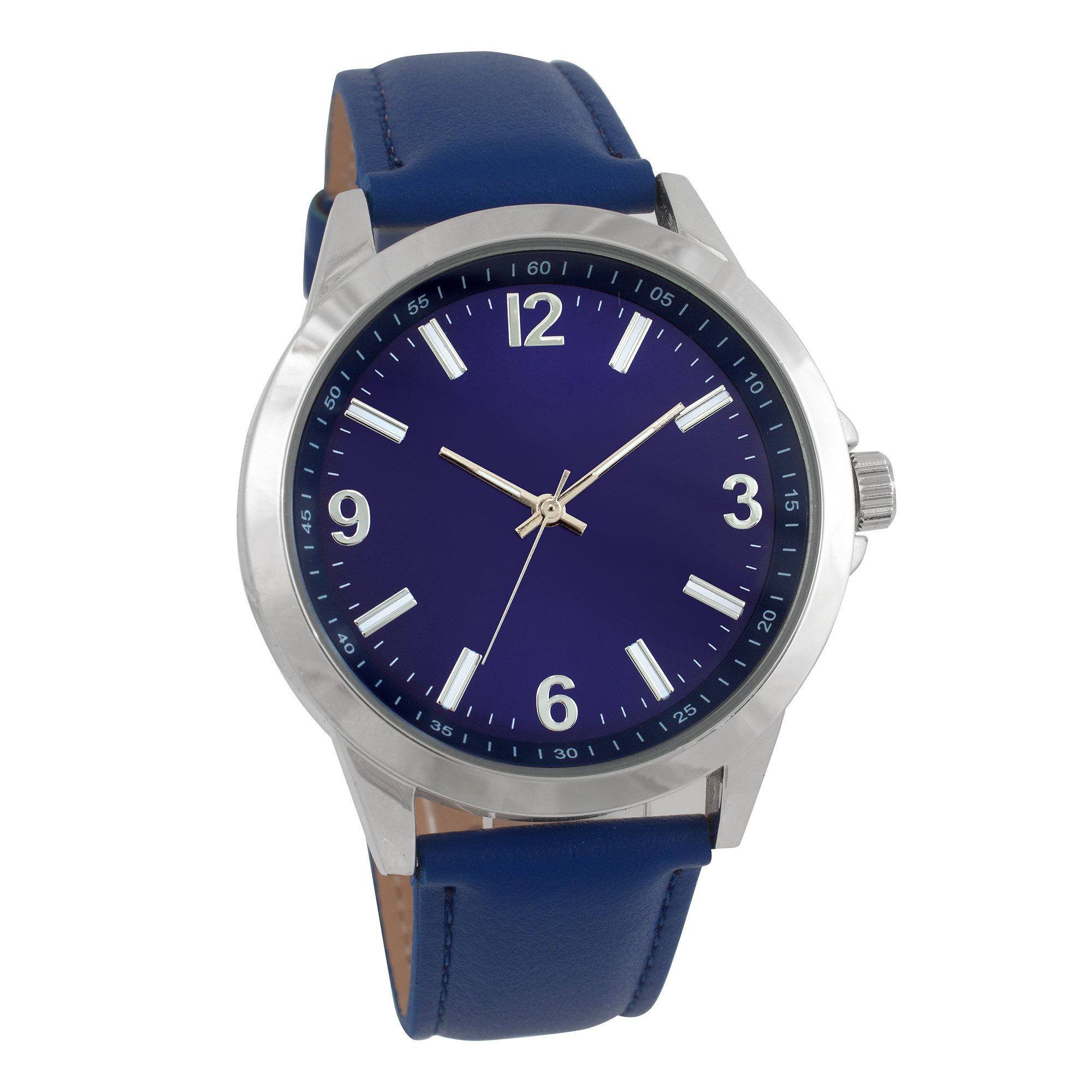 Miraval Quarzuhr Armbanduhr Blau mit Lederarmband, Analoguhr mit blauem Lederarmband