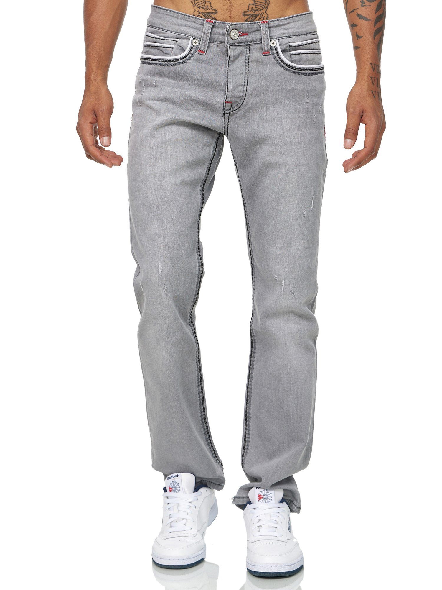 Herren Jeans Modell Code47 3337 Grau Regular-fit-Jeans Code47